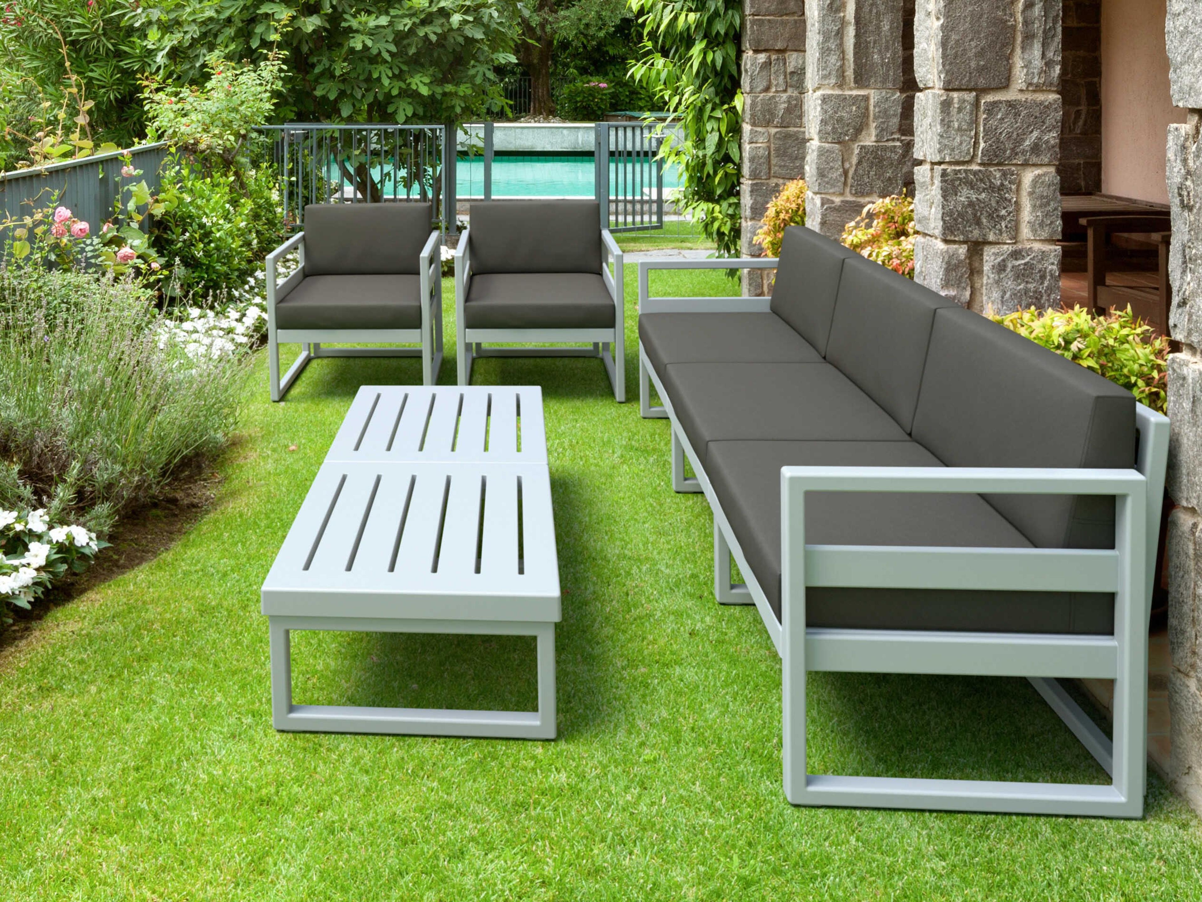 Compamia Mykonos Silver Resin Rectangular Coffee Table