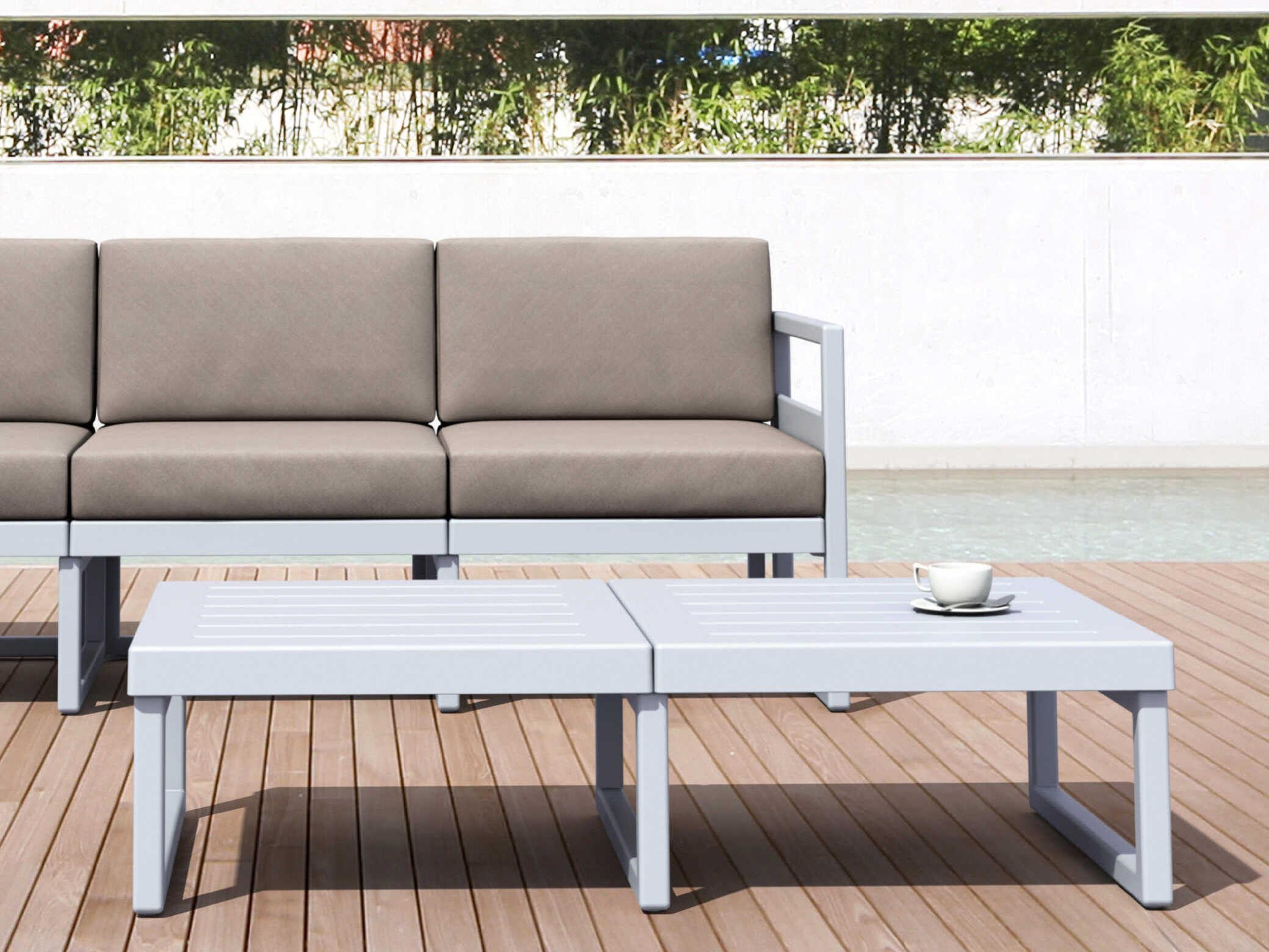 Compamia Mykonos Silver Resin Rectangular Coffee Table