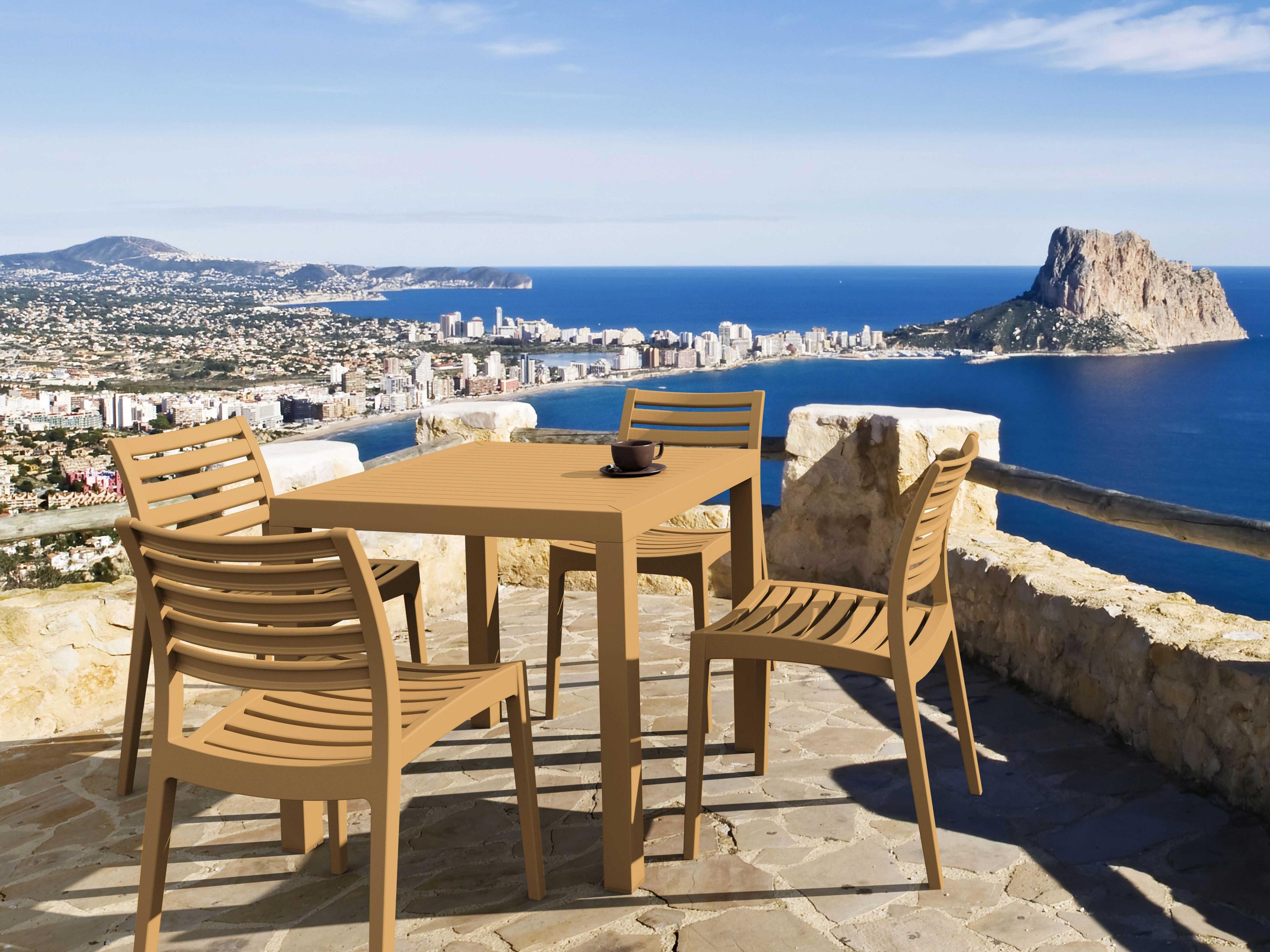 Ares Teak Brown Resin Dining Set