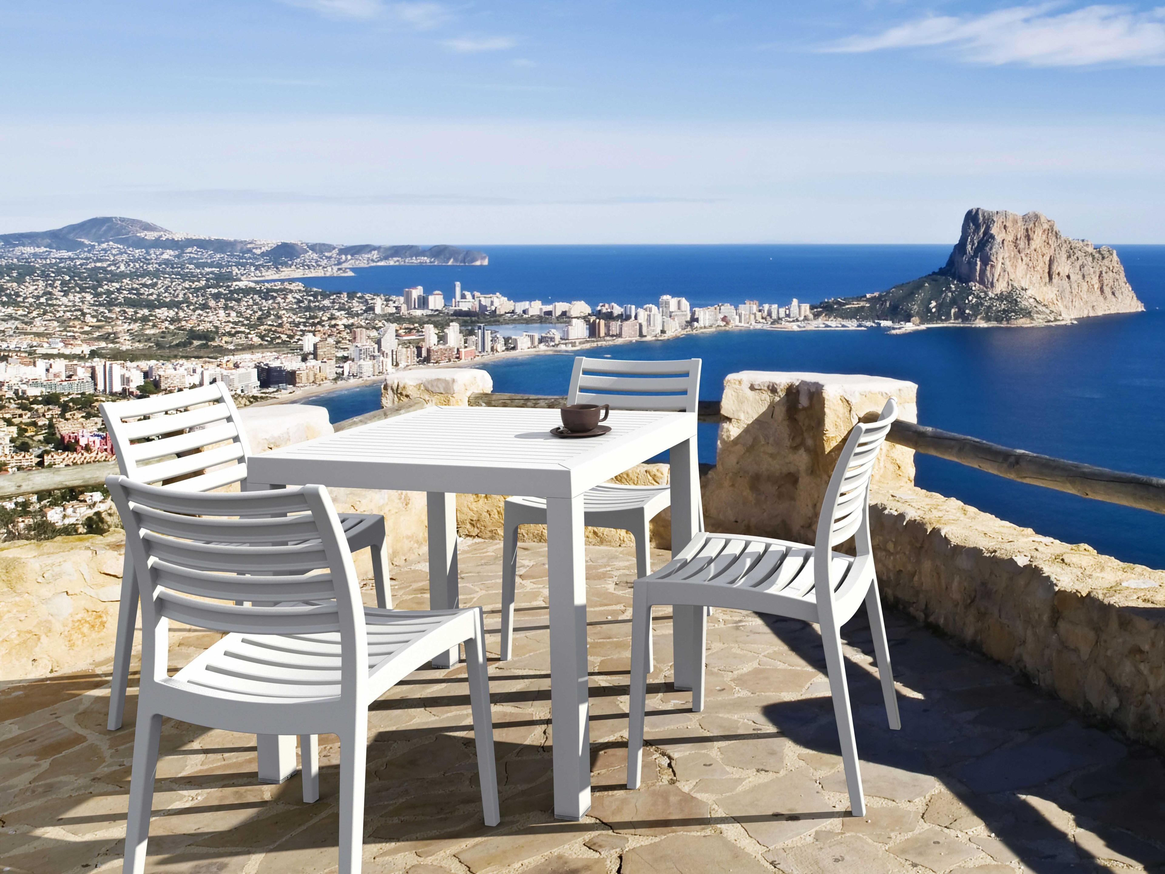 Ares White Polypropylene Dining Set