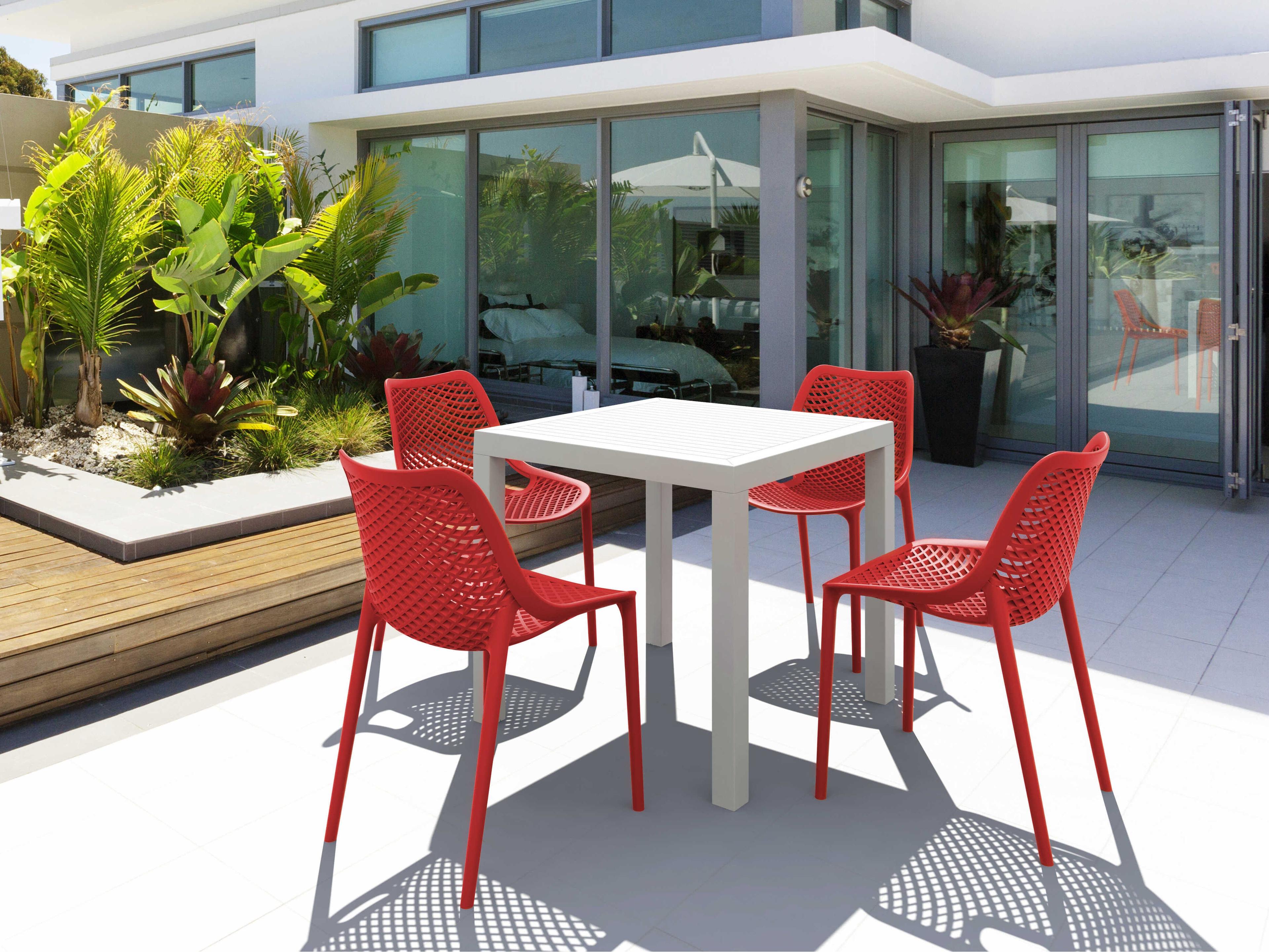 Air White Red Polypropylene Dining Set