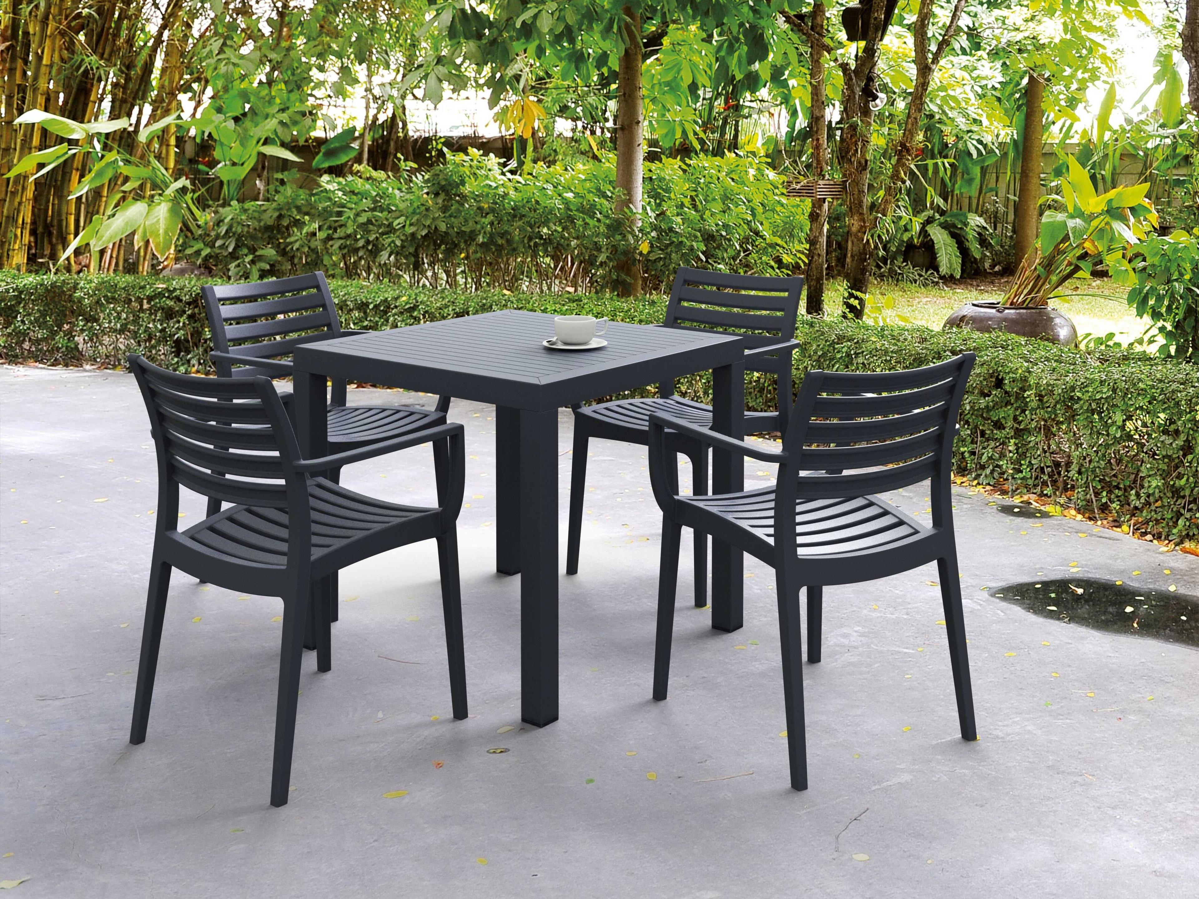 Compamia Ares Dark Gray Polypropylene Square Dining Table