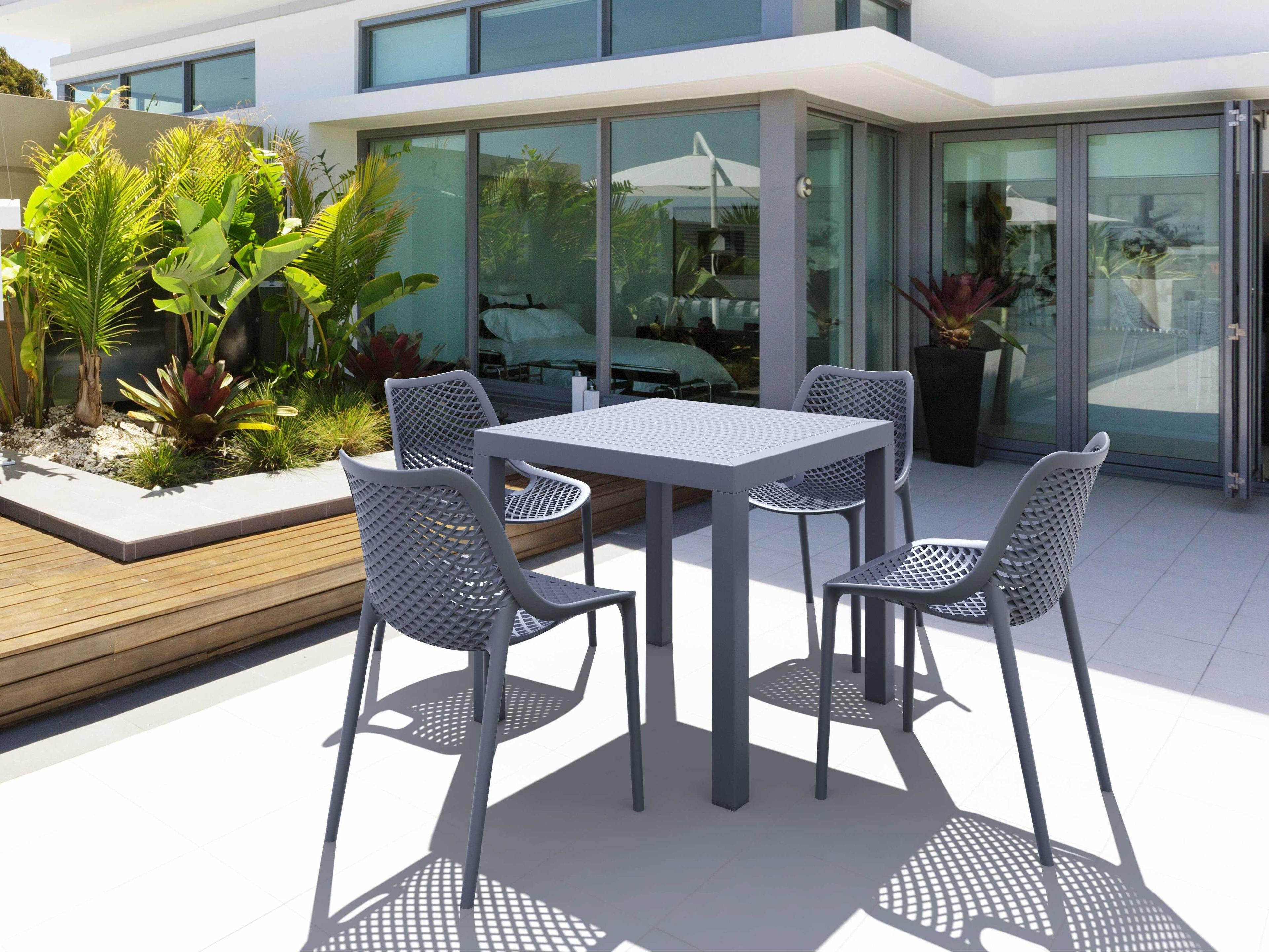 Compamia Ares Dark Gray Polypropylene Square Dining Table