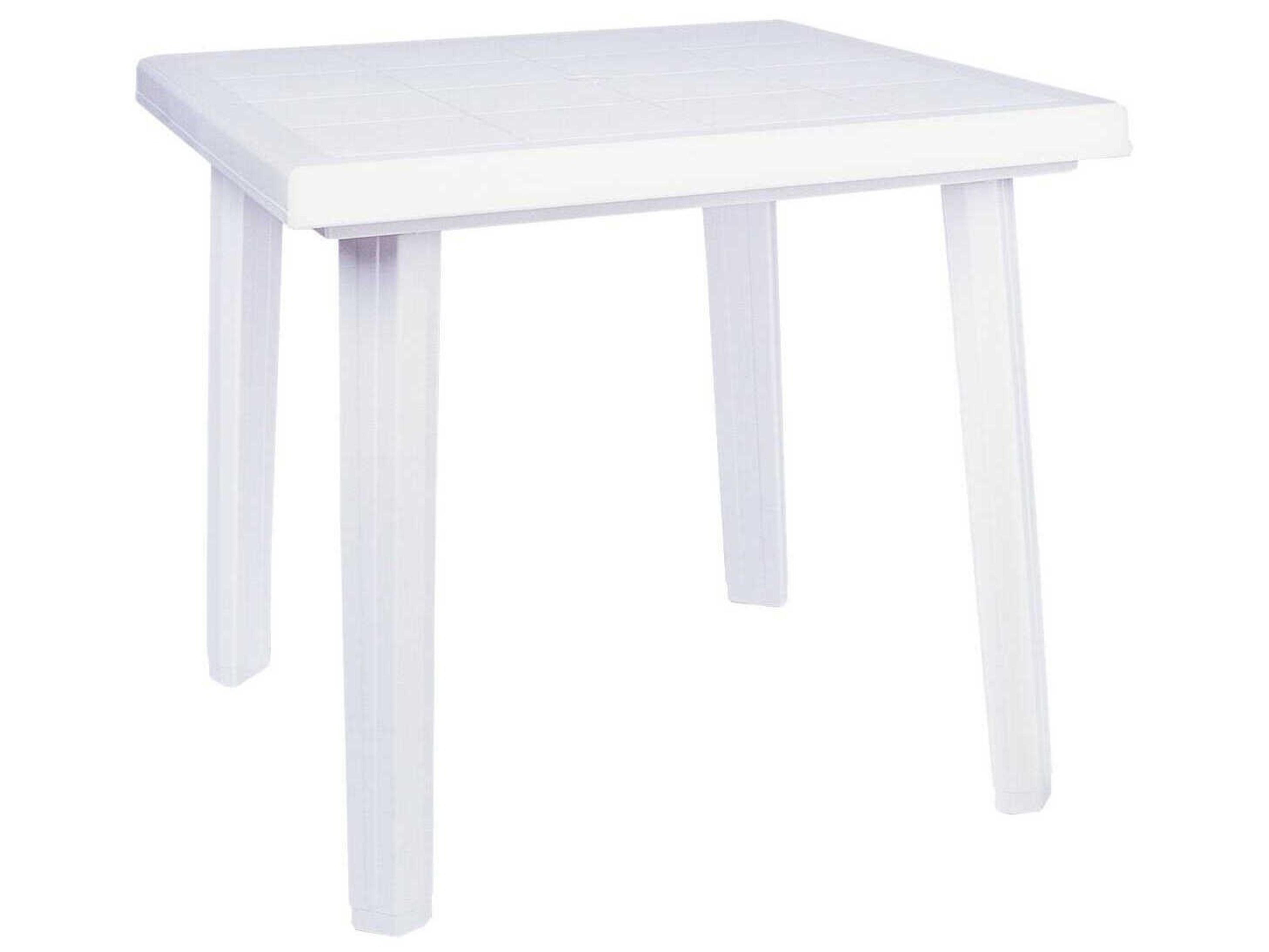 Cuadra White Resin Square Umbrella Hole Dining Table