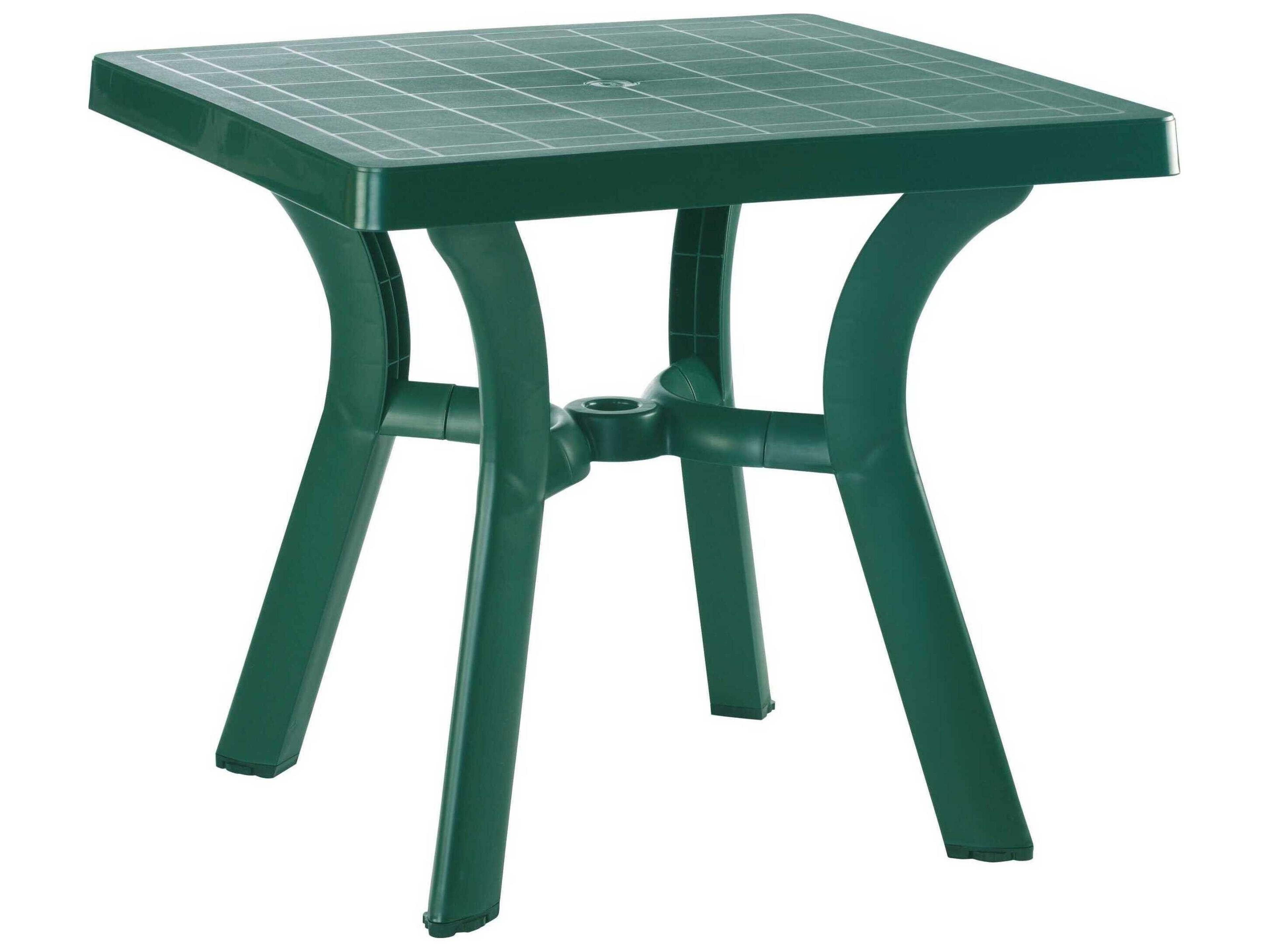 Viva Green Resin Square Umbrella Hole Dining Table