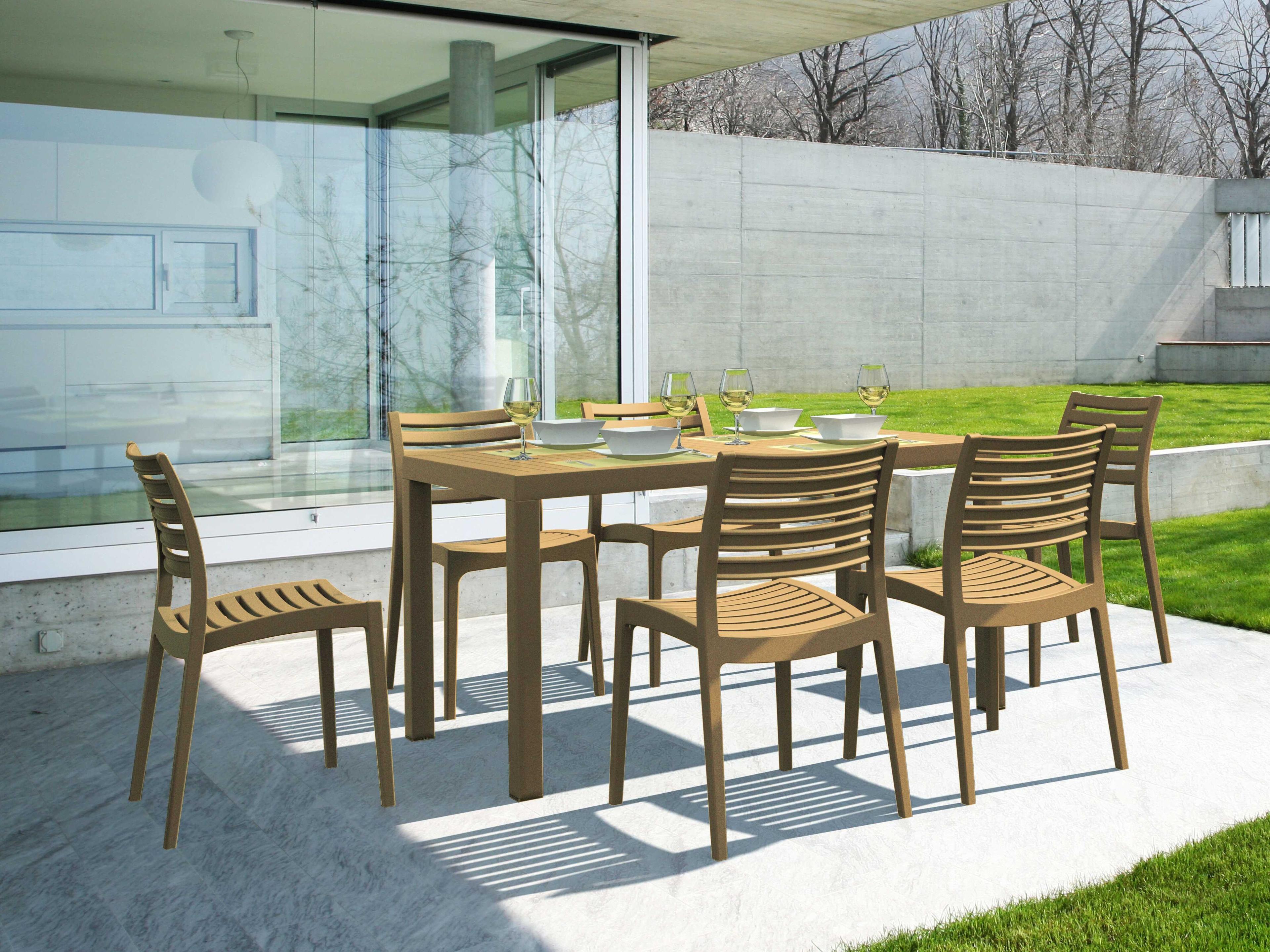 Ares Teak Brown Polypropylene Dining Set