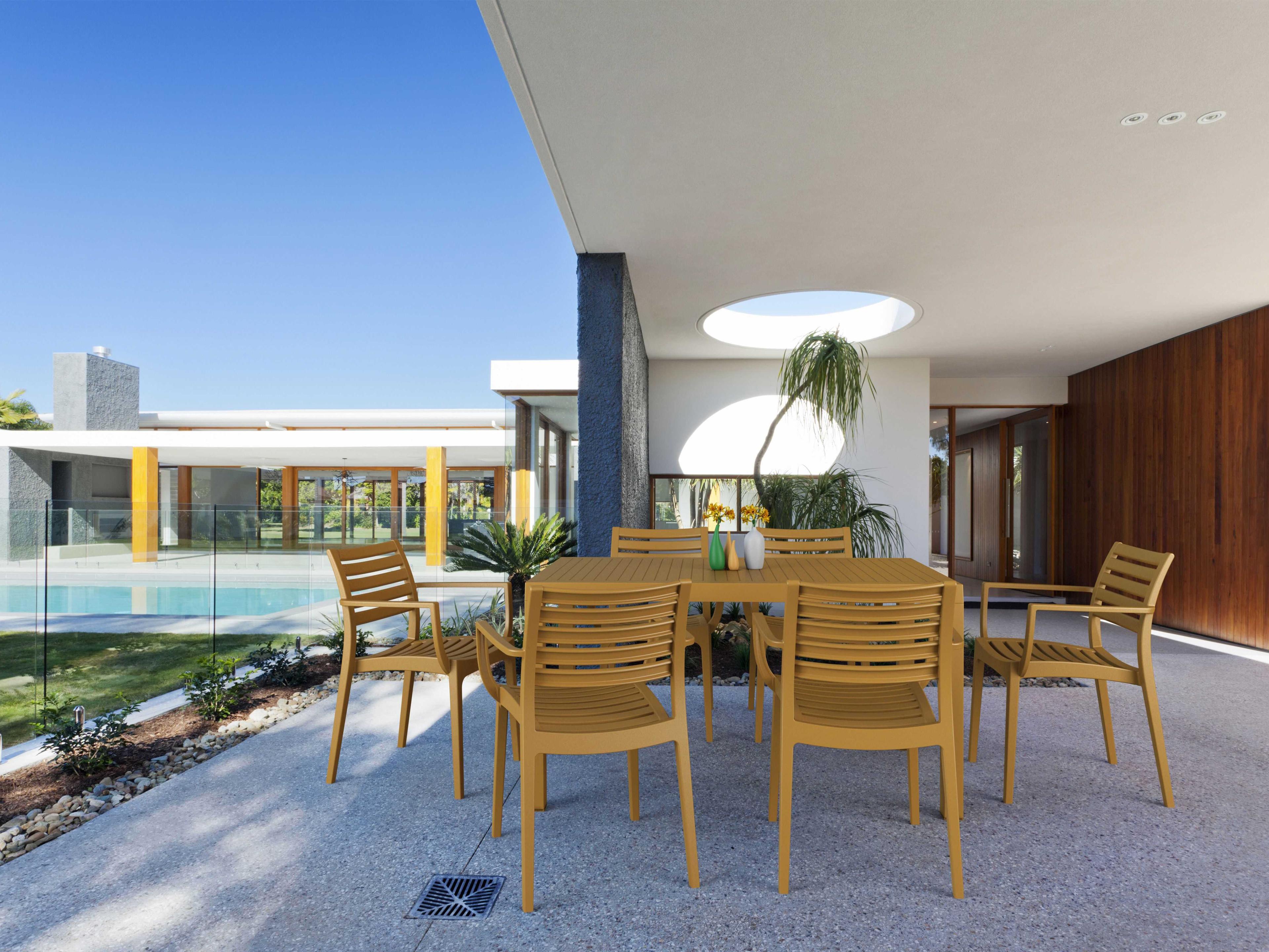 Compamia Artemis Teak Brown Polypropylene Dining Set