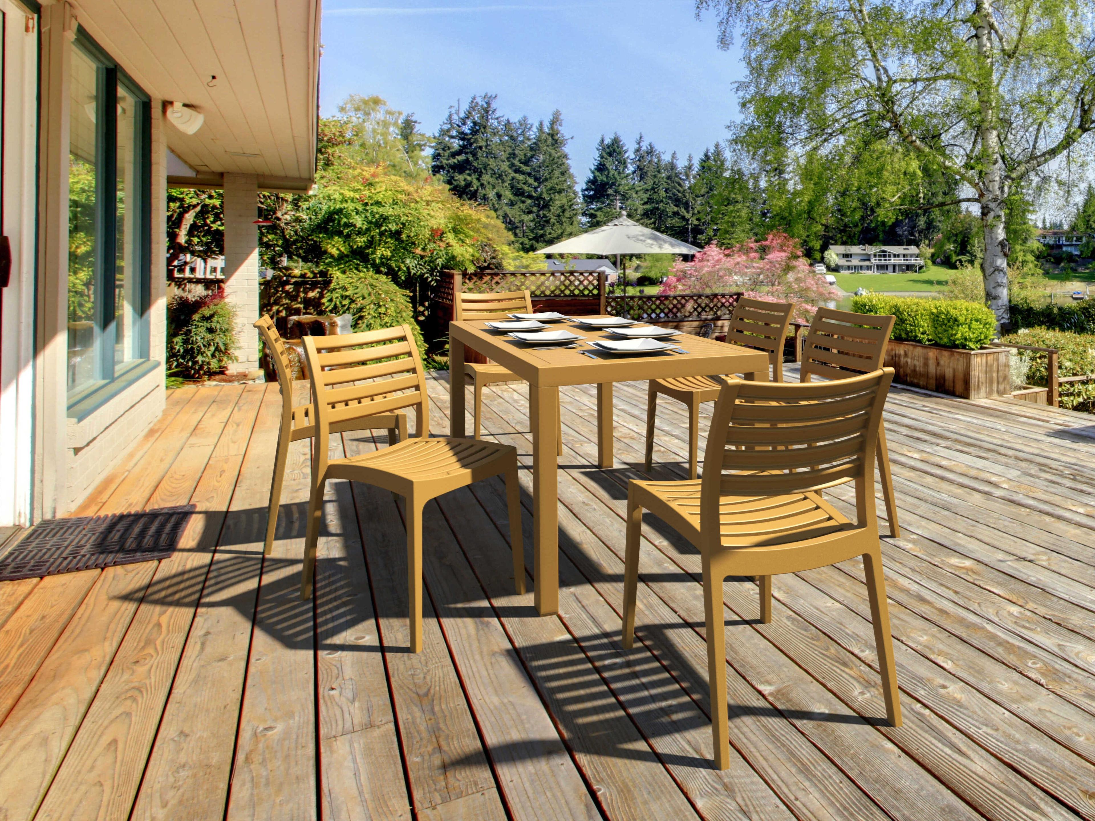 Compamia Ares Teak Brown Polypropylene Rectangular Dining Table