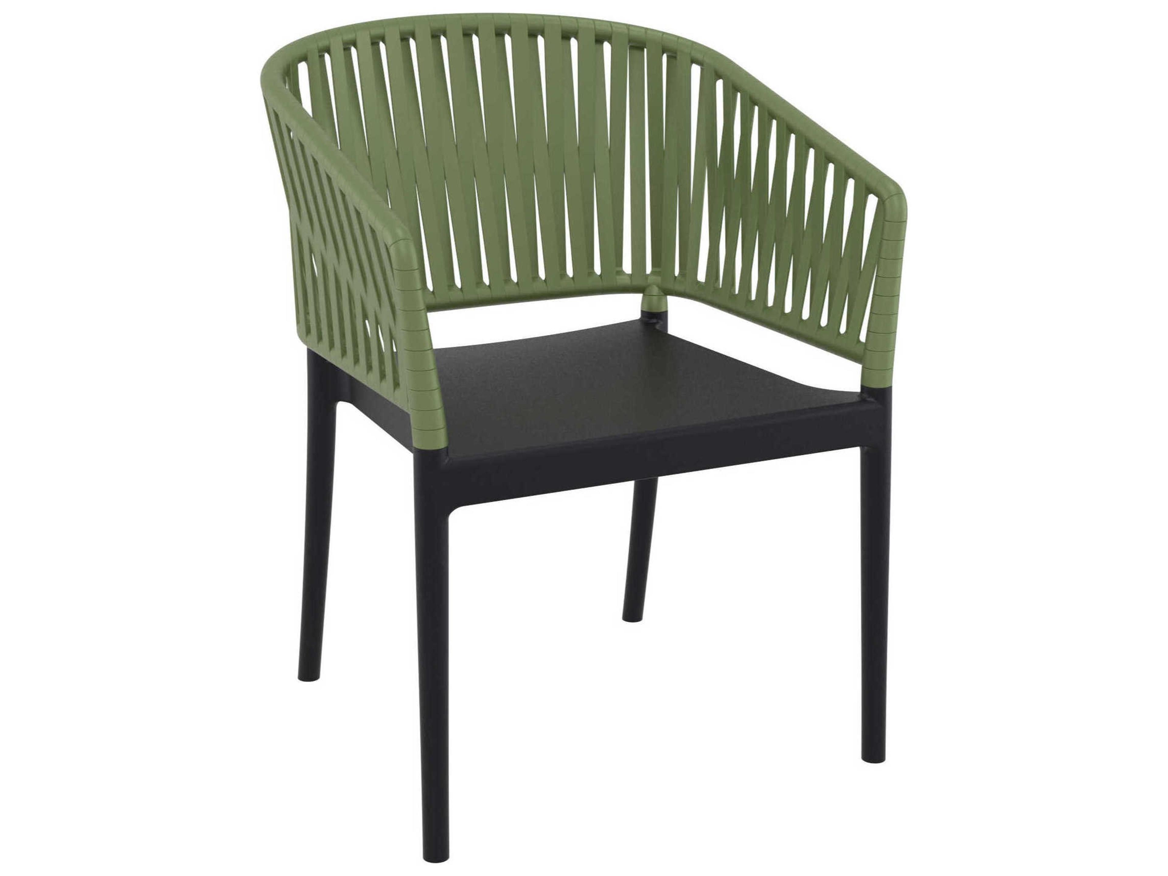 Portofino Black Olive Green Resin Dining Chair