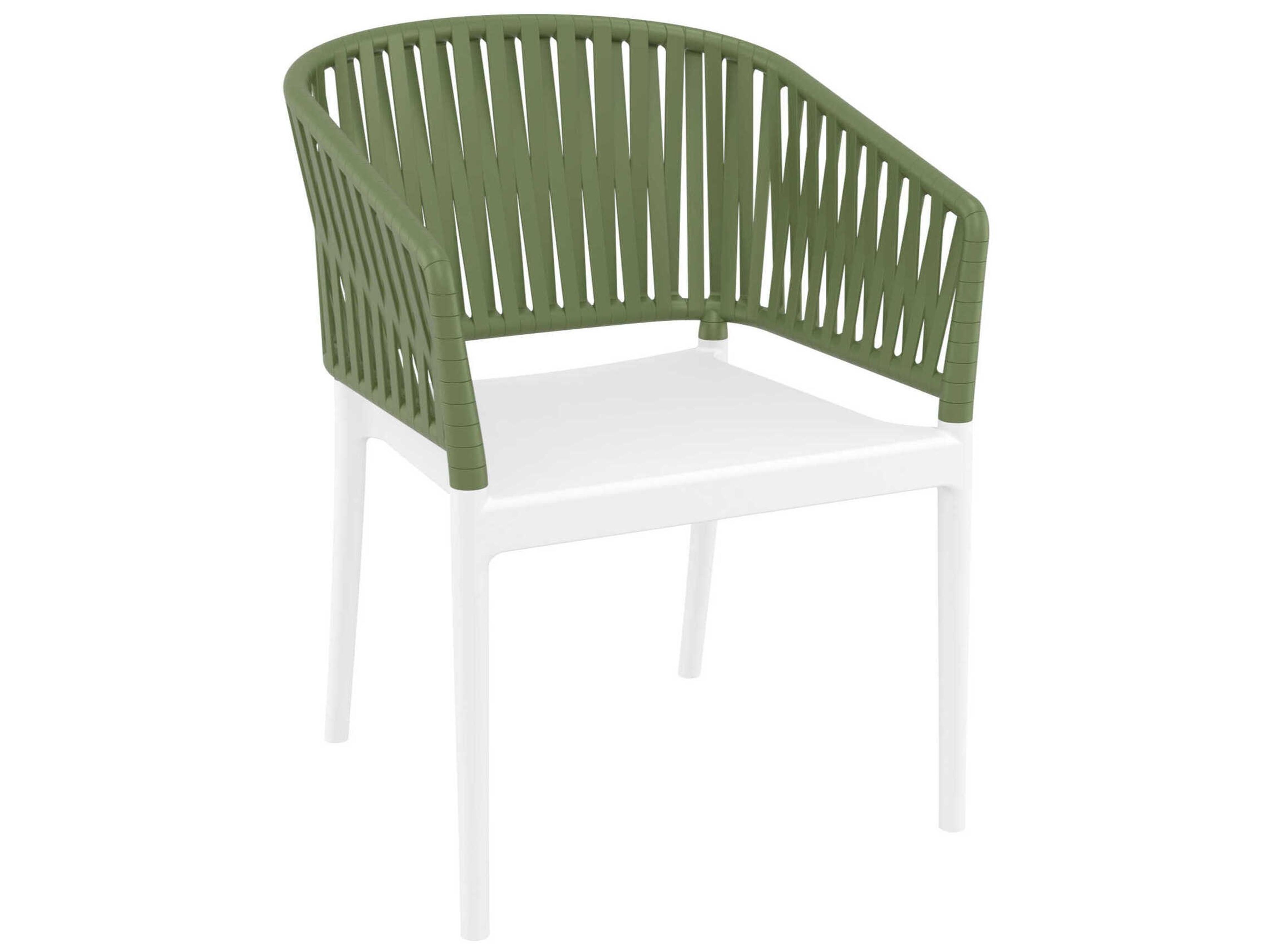 Portofino White Olive Green Resin Dining Chair