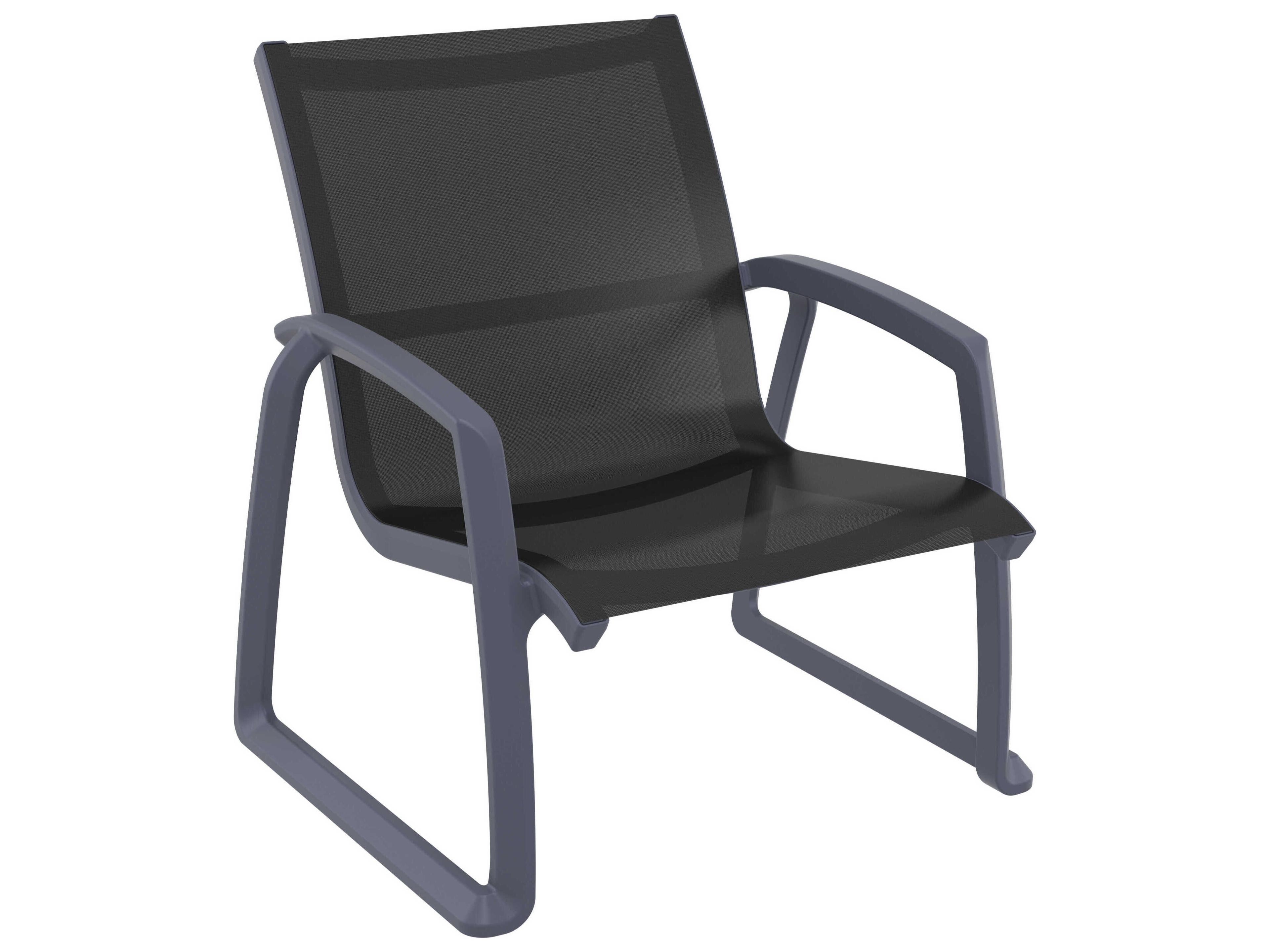 Pacific Dark Gray Black Resin Sling Lounge Chair