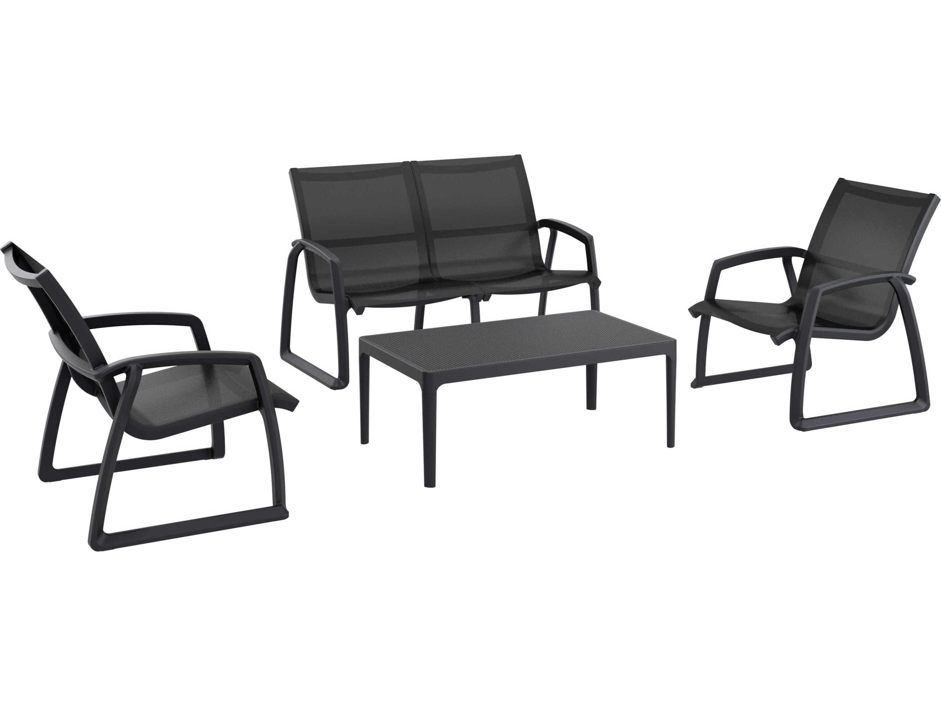 Compamia Pacific Black Polypropylene Sling Lounge Set