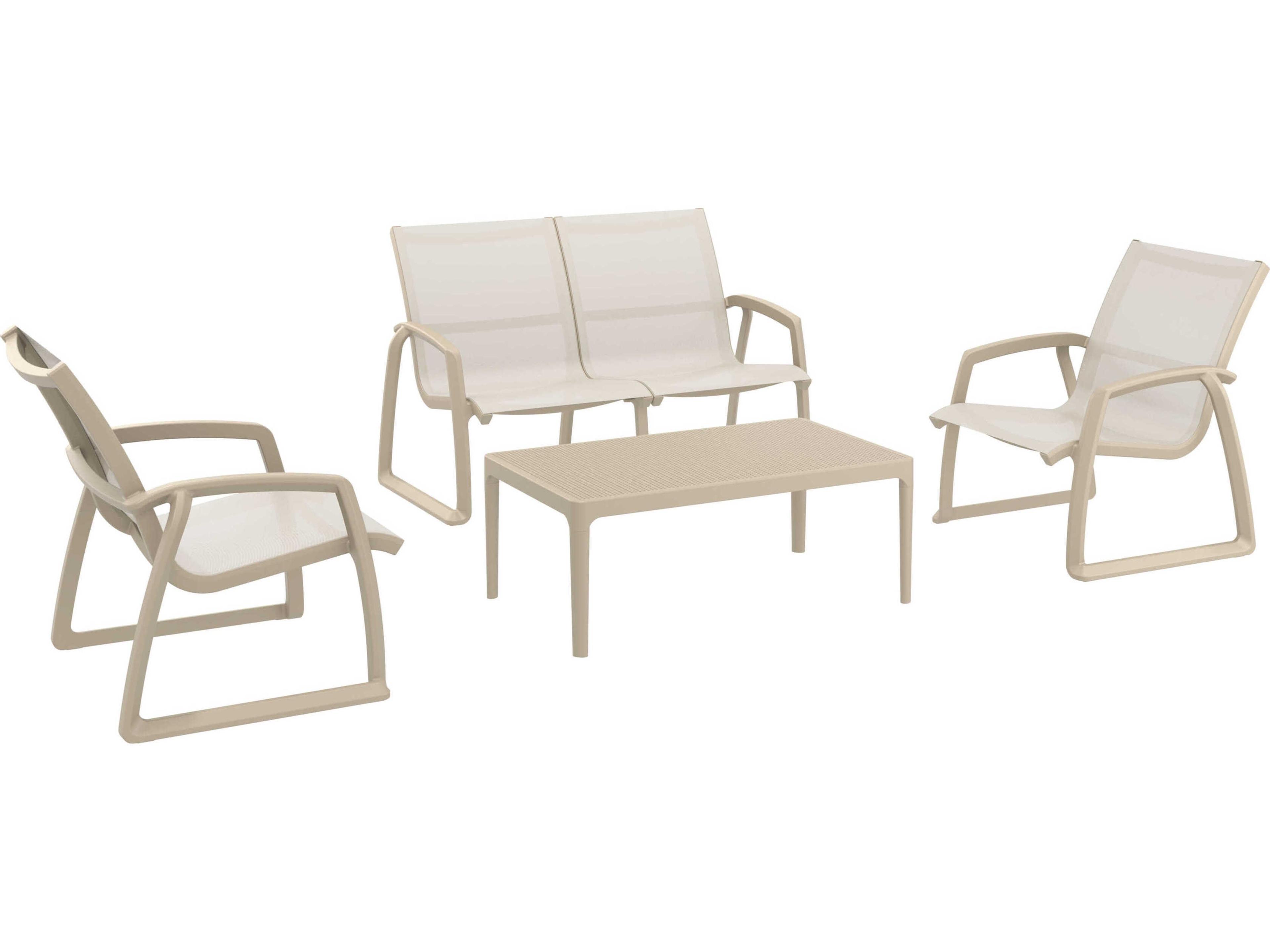 Compamia Pacific Taupe Resin Sling Lounge Set