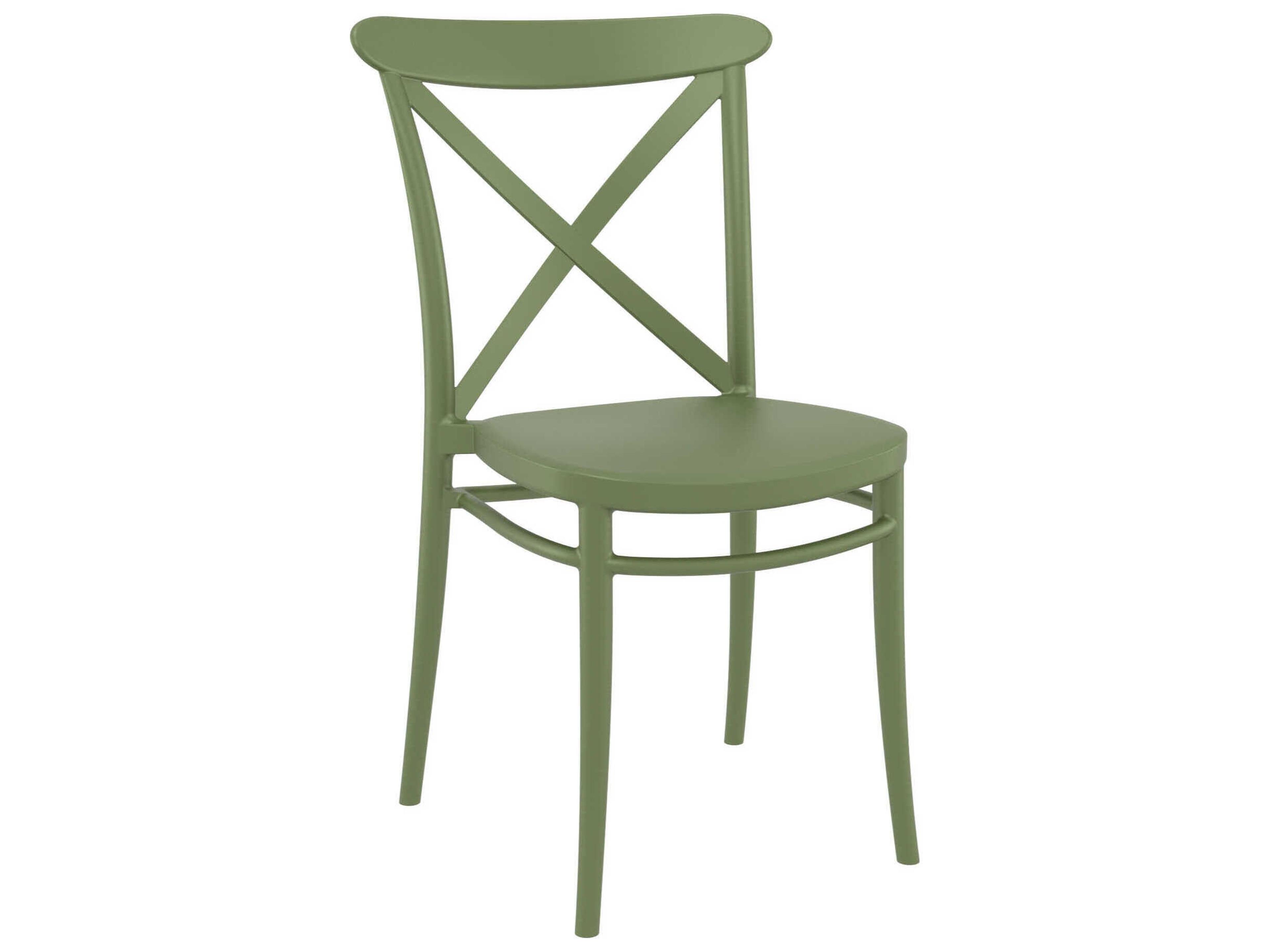 Cross Olive Green Resin Dining Chair