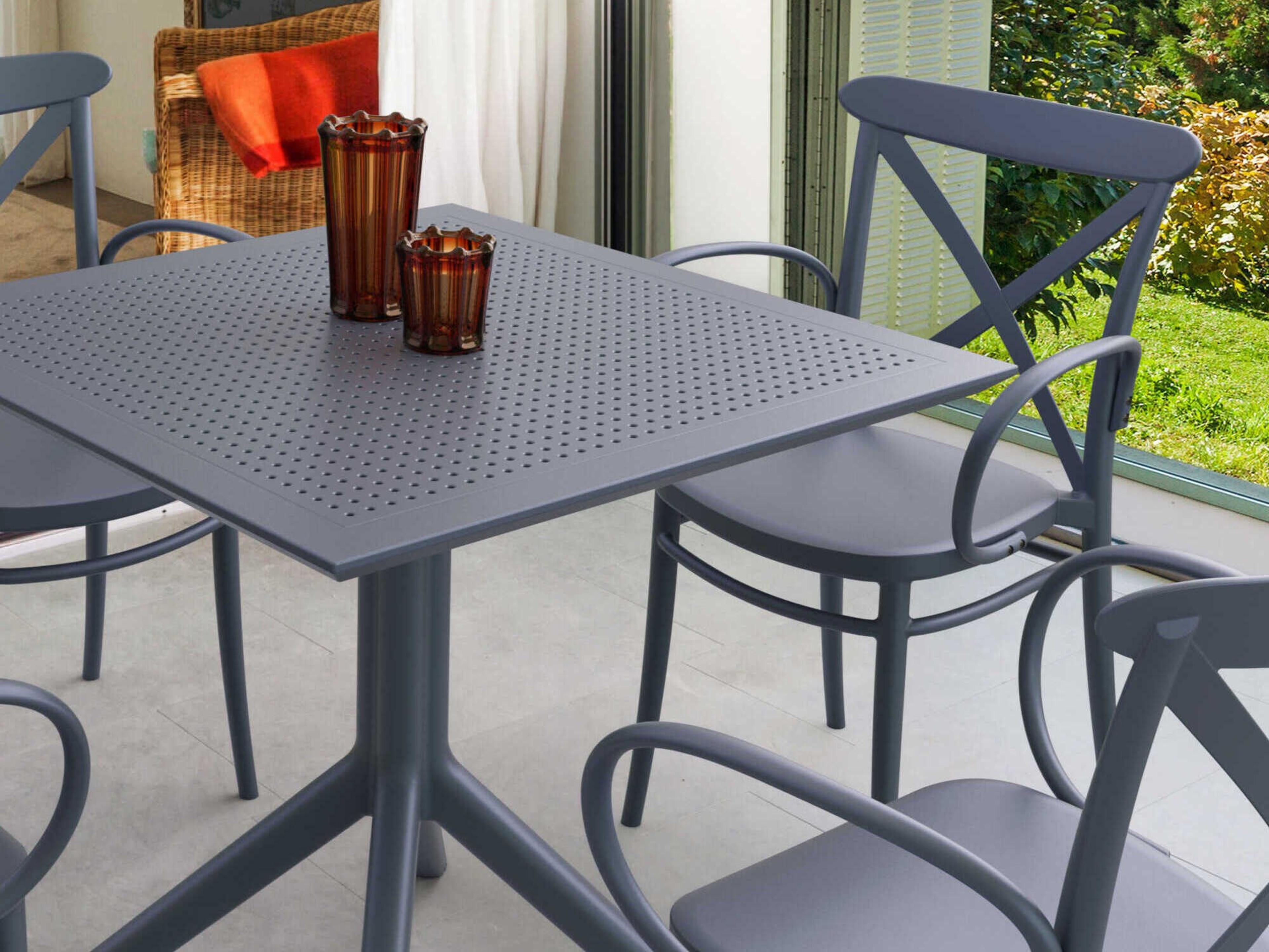 Compamia Cross Dark Gray Polypropylene Dining Set