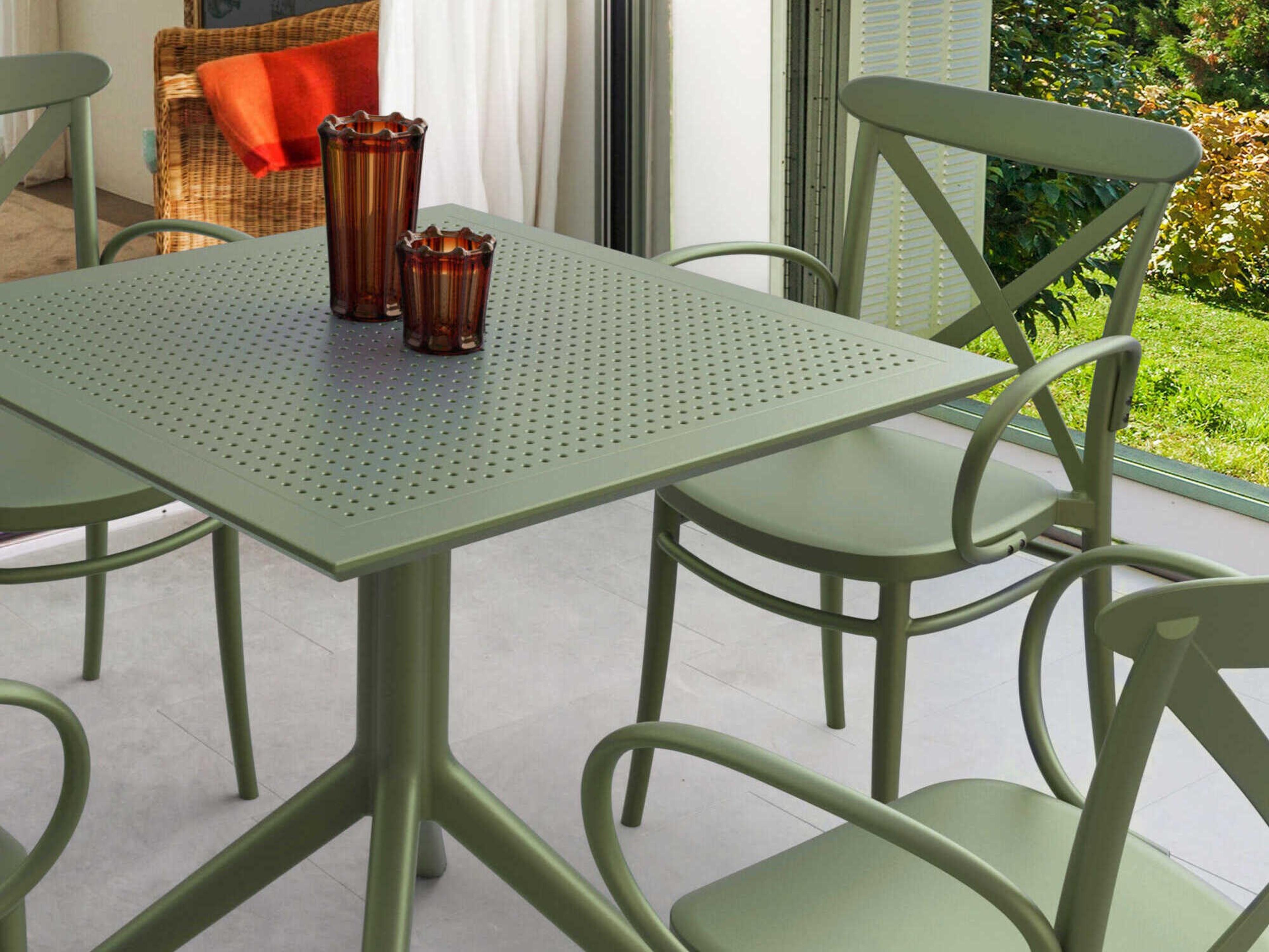 Compamia Cross Olive Green Polypropylene Dining Set
