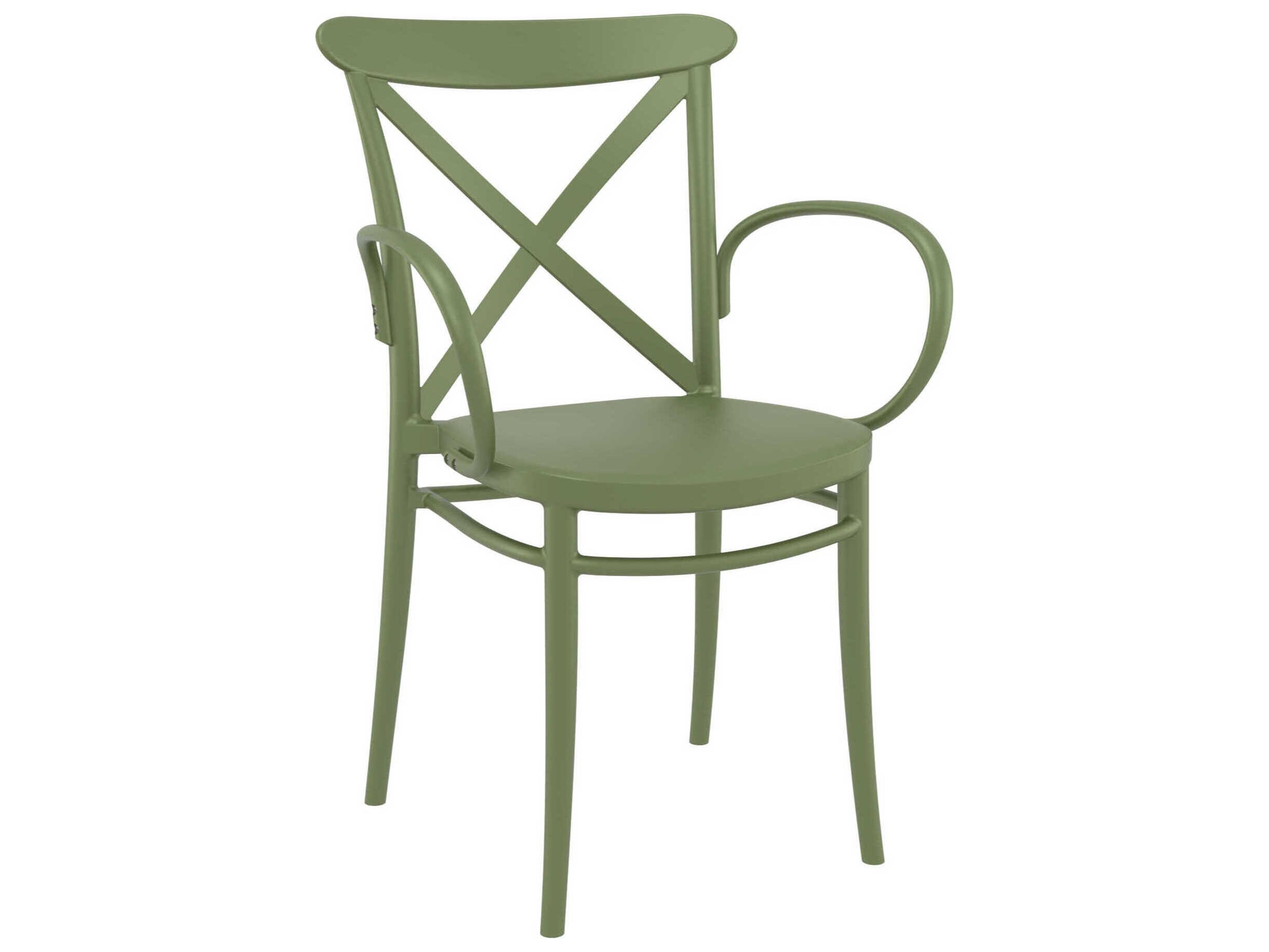 Cross Olive Green Resin Dining Chair