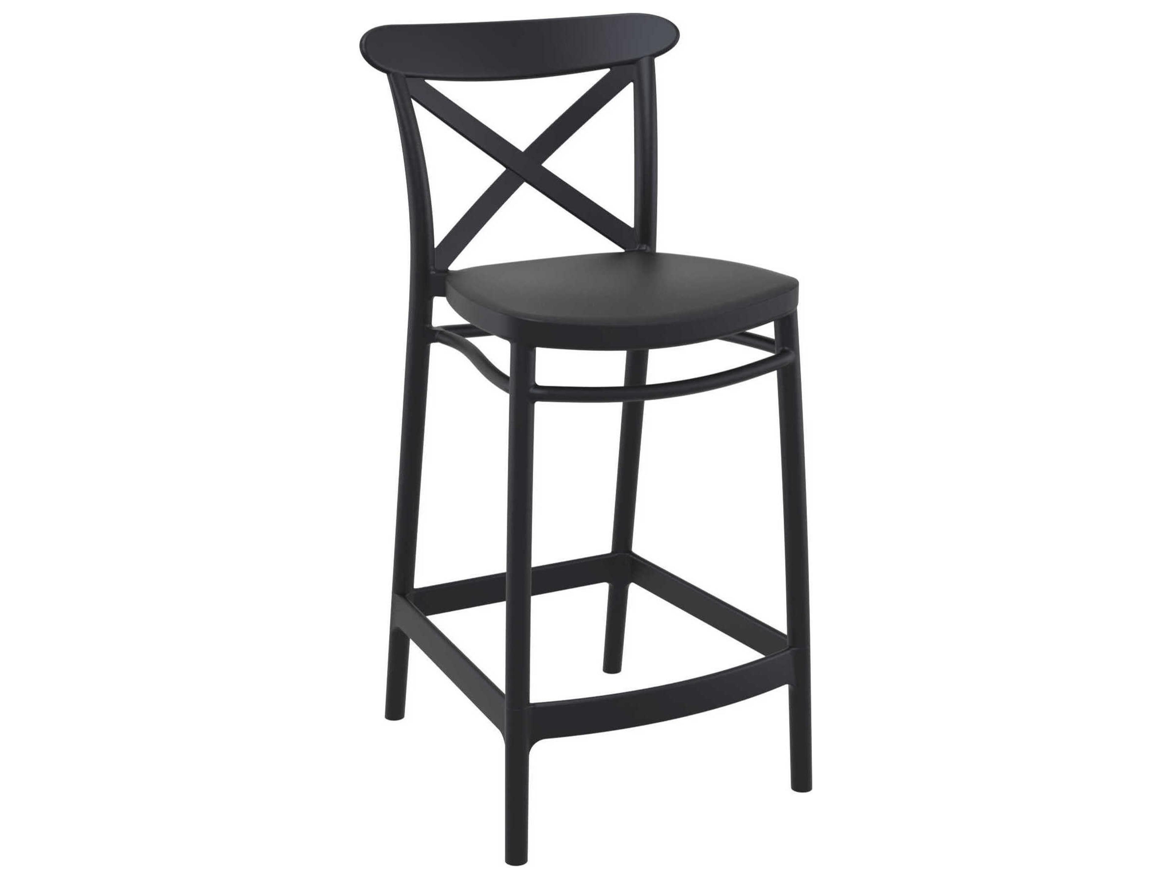 Cross Black Polypropylene Counter Stool