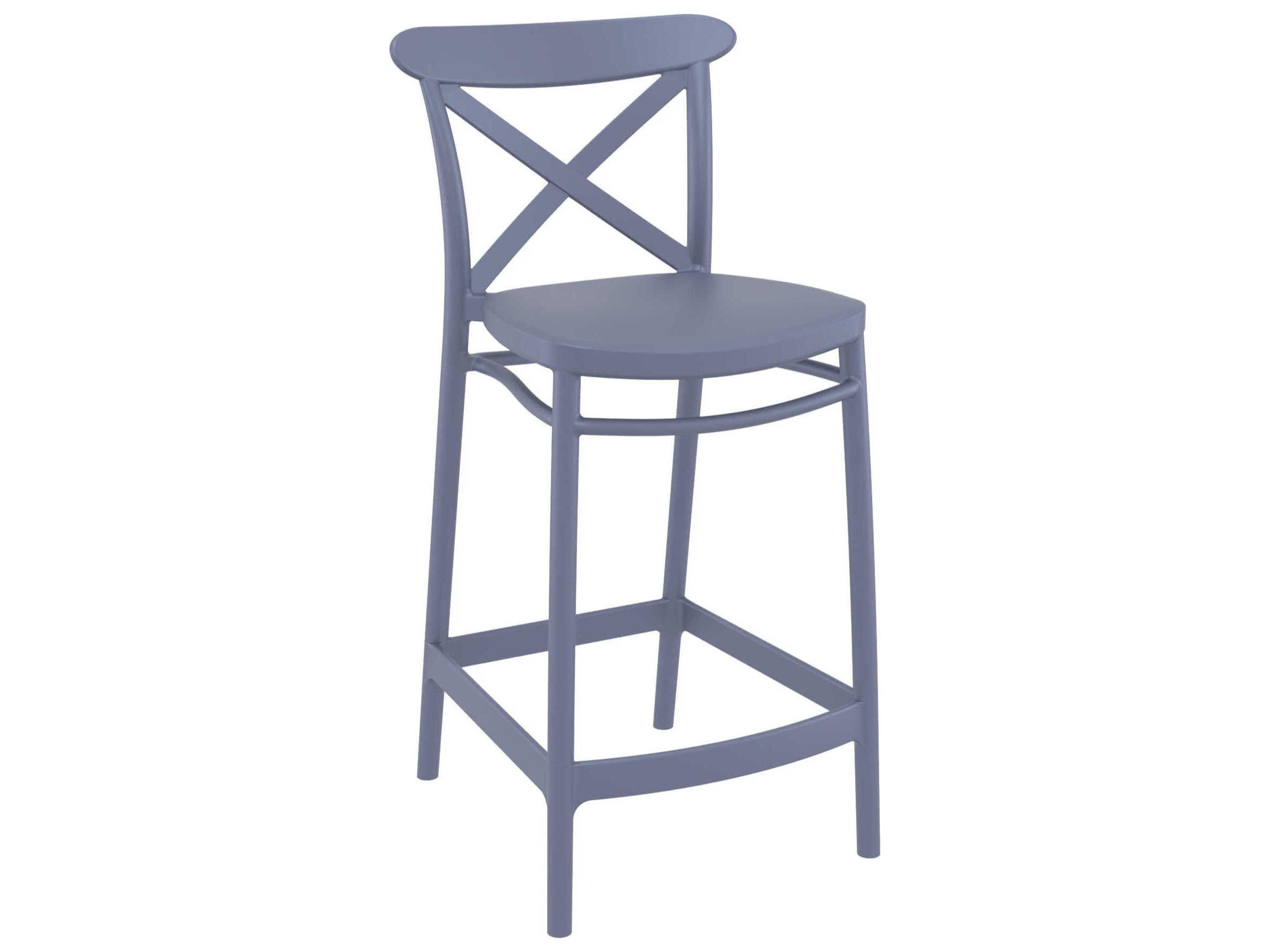 Cross Dark Gray Polypropylene Counter Stool