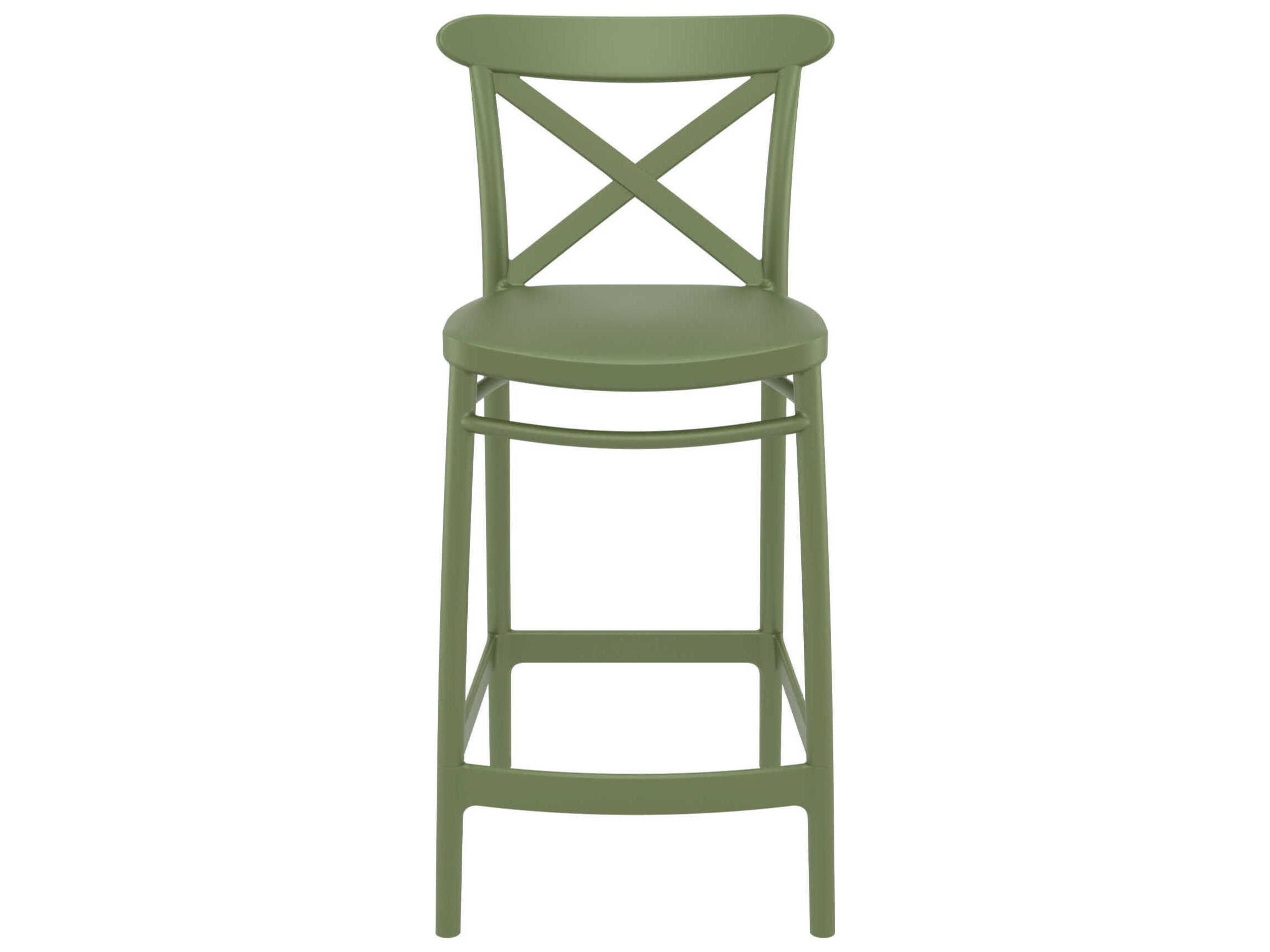 Compamia Cross Olive Green Polypropylene Counter Stool