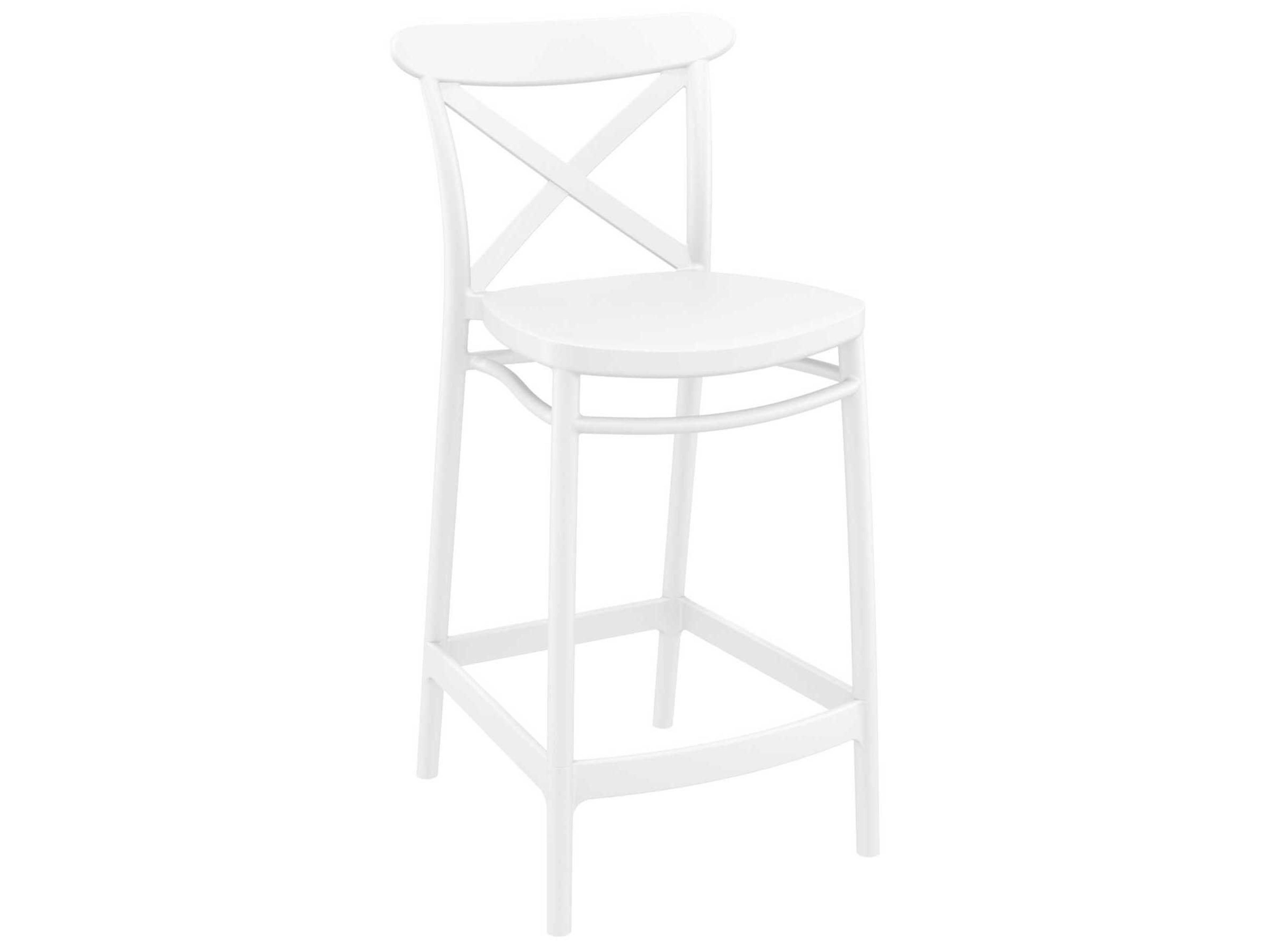 Cross White Polypropylene Counter Stool