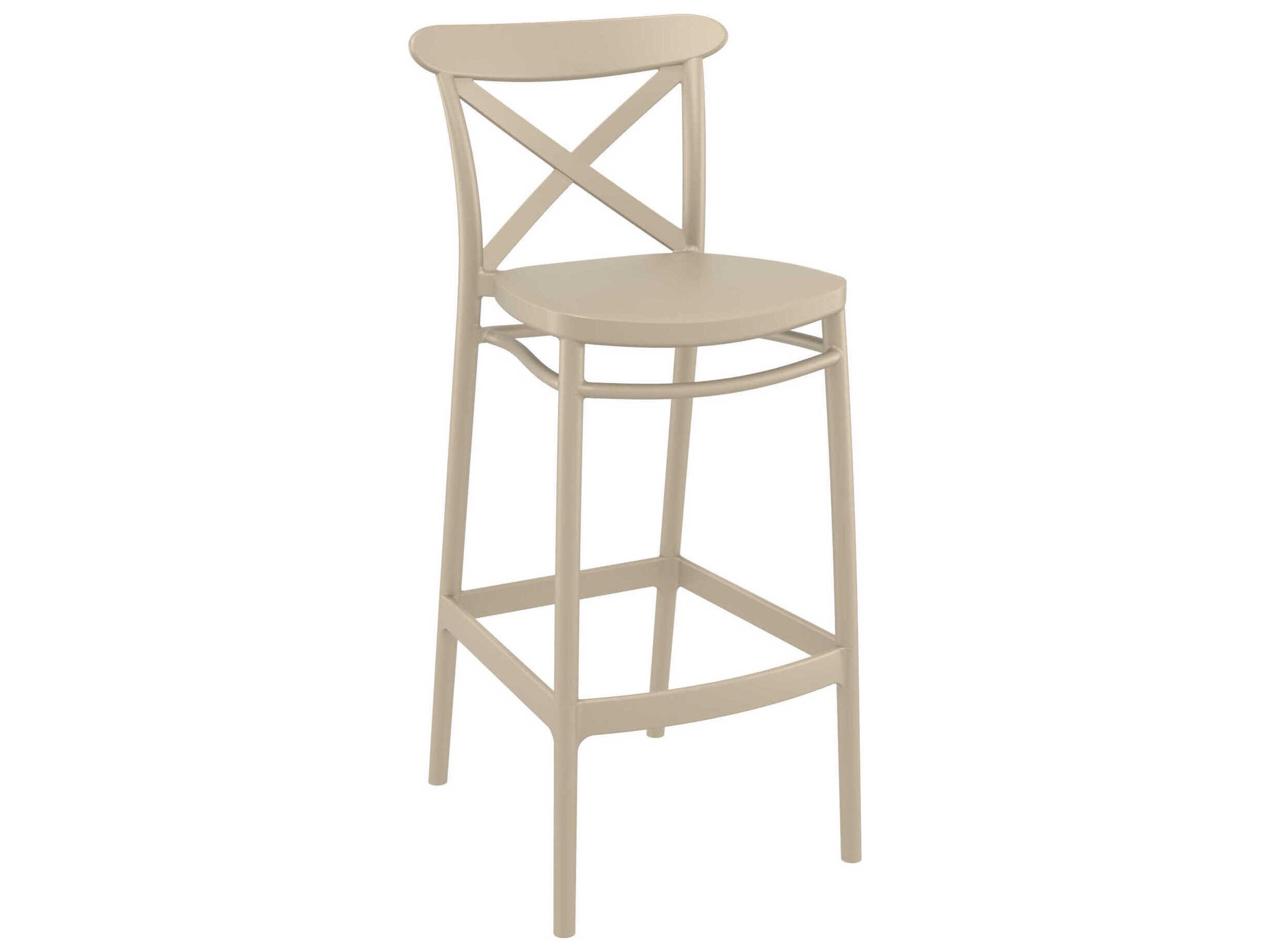 Cross Taupe Polypropylene Bar Stool