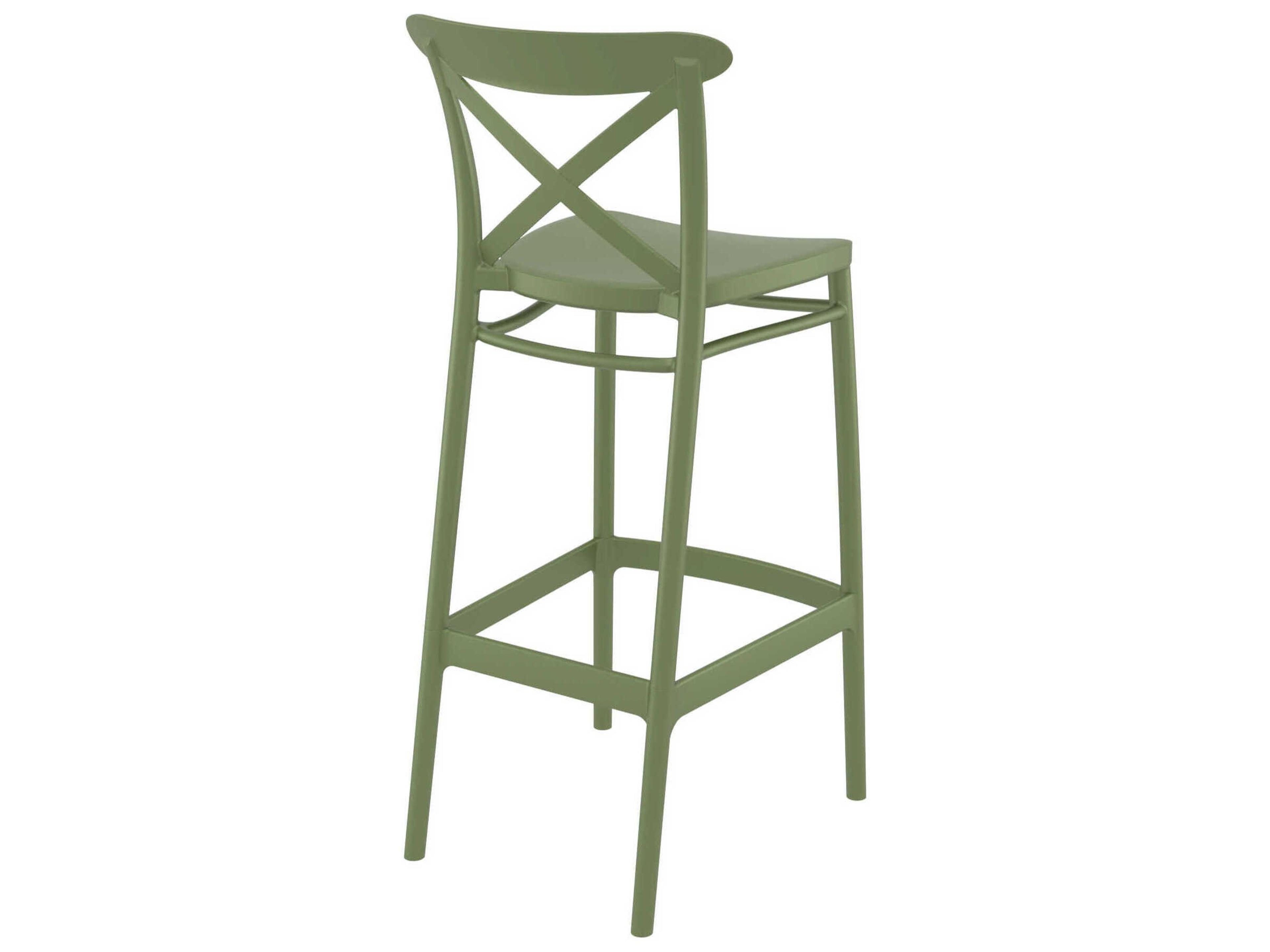 Compamia Cross Olive Green Polypropylene Bar Stool