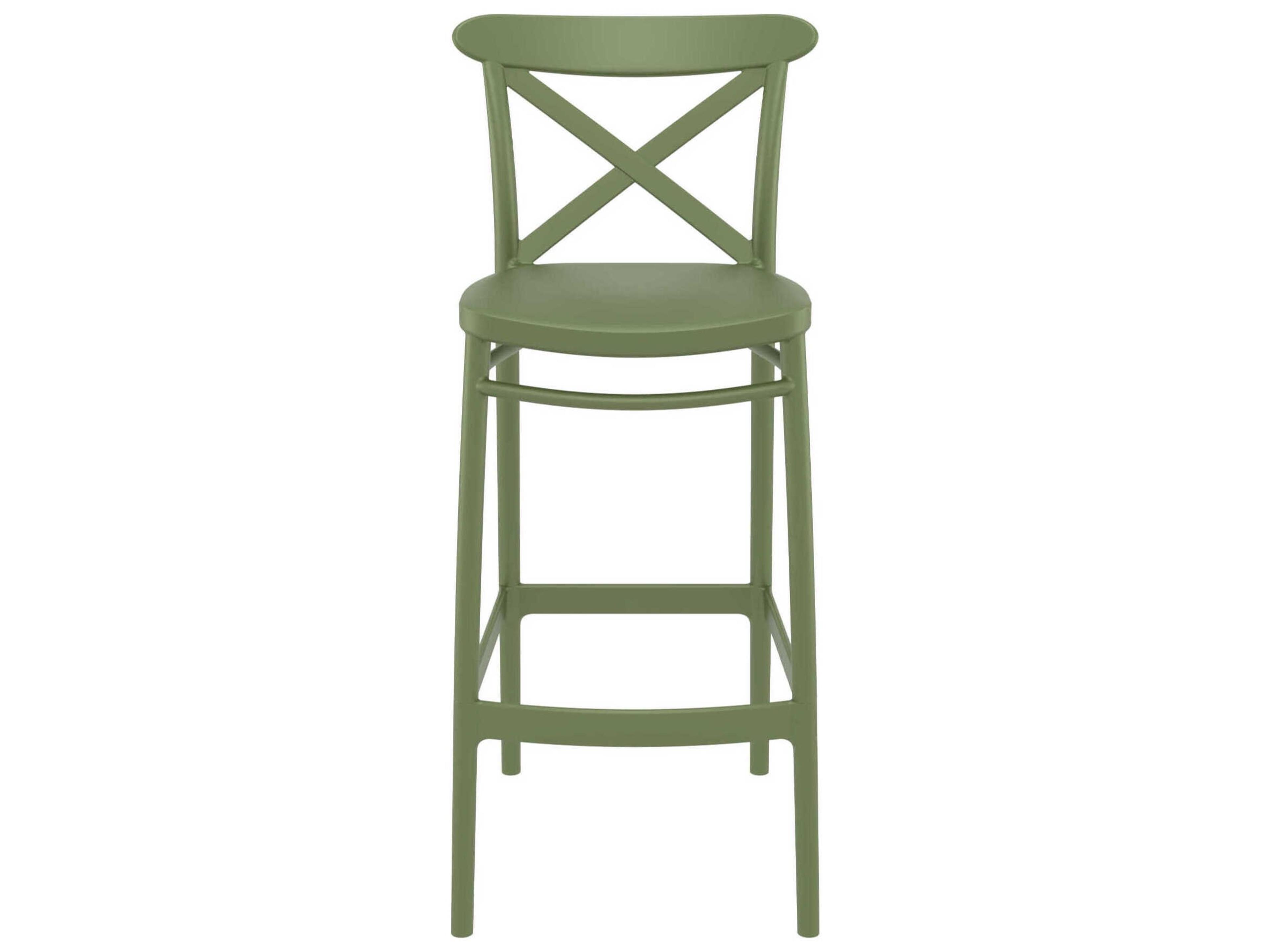 Compamia Cross Olive Green Polypropylene Bar Stool
