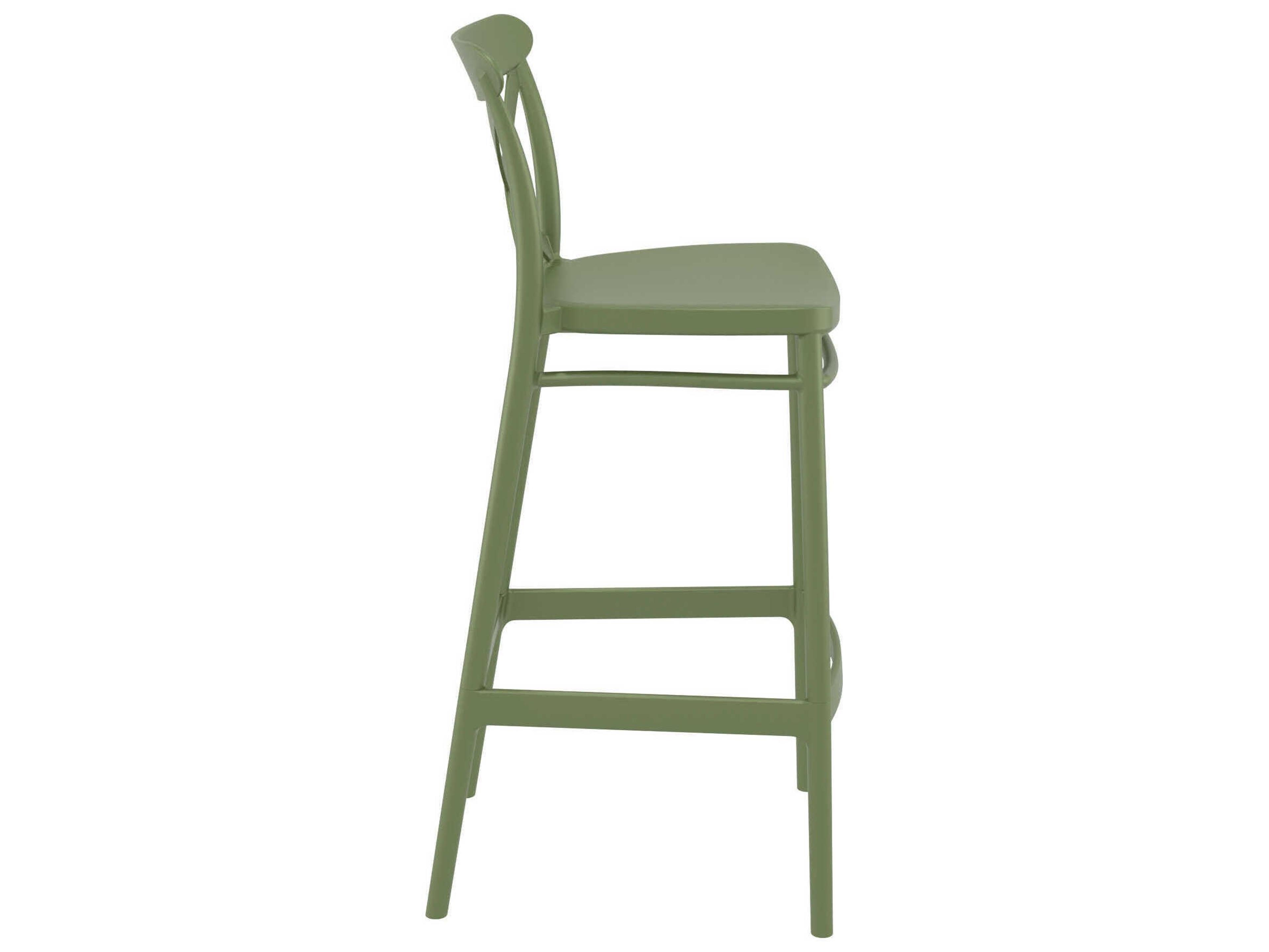 Compamia Cross Olive Green Polypropylene Bar Stool