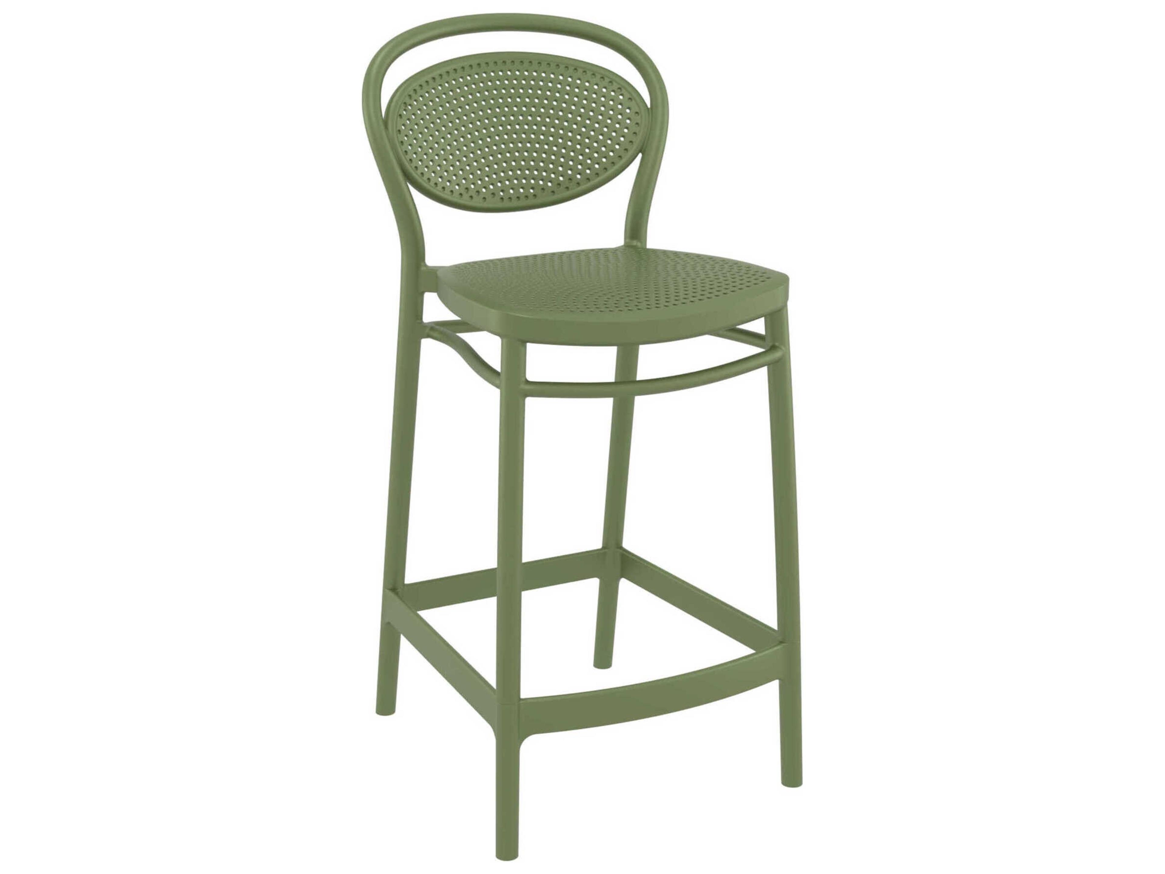 Marcel Olive Green Polypropylene Resin Counter Stool