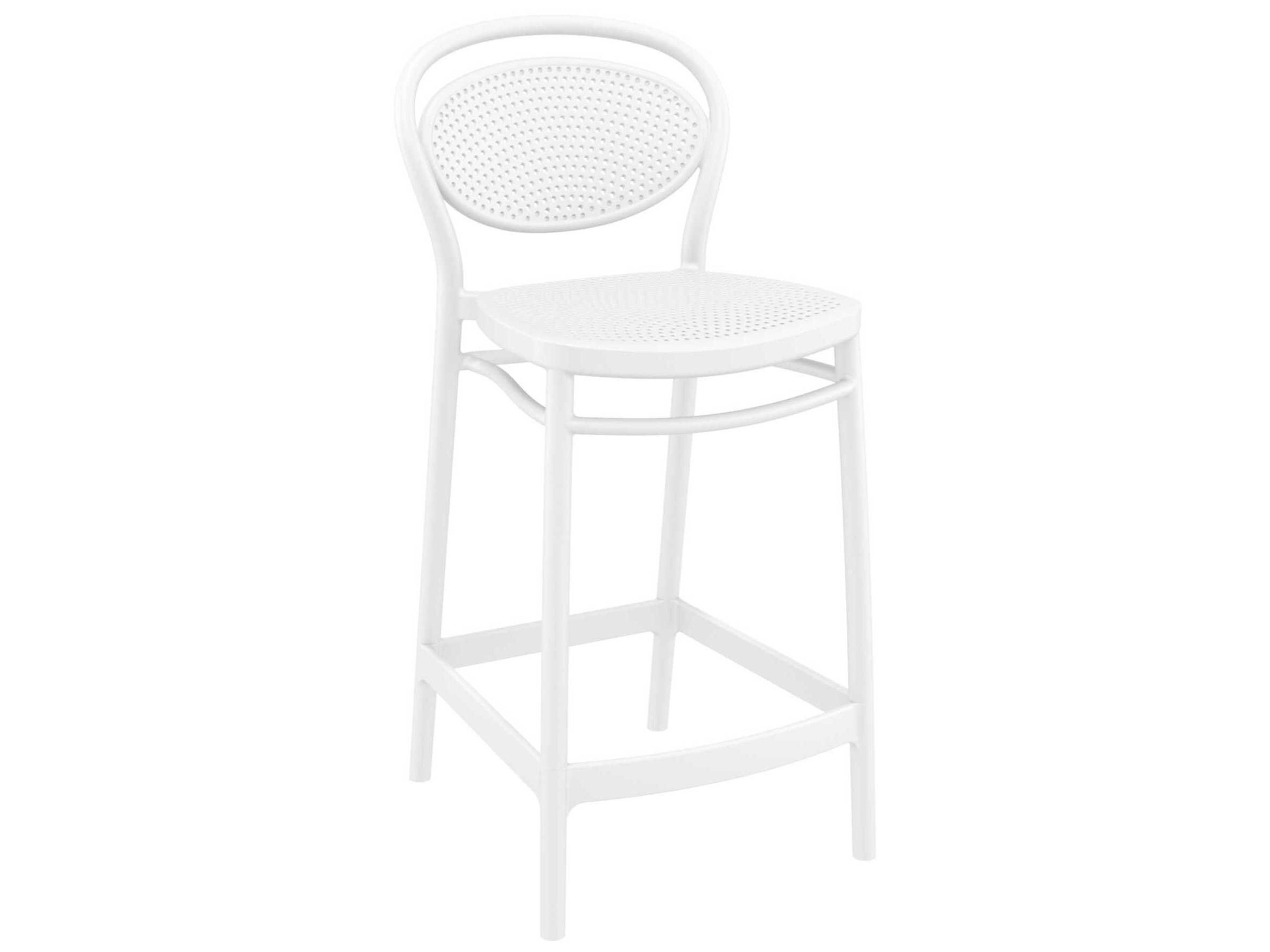 Marcel White Polypropylene Resin Counter Stool