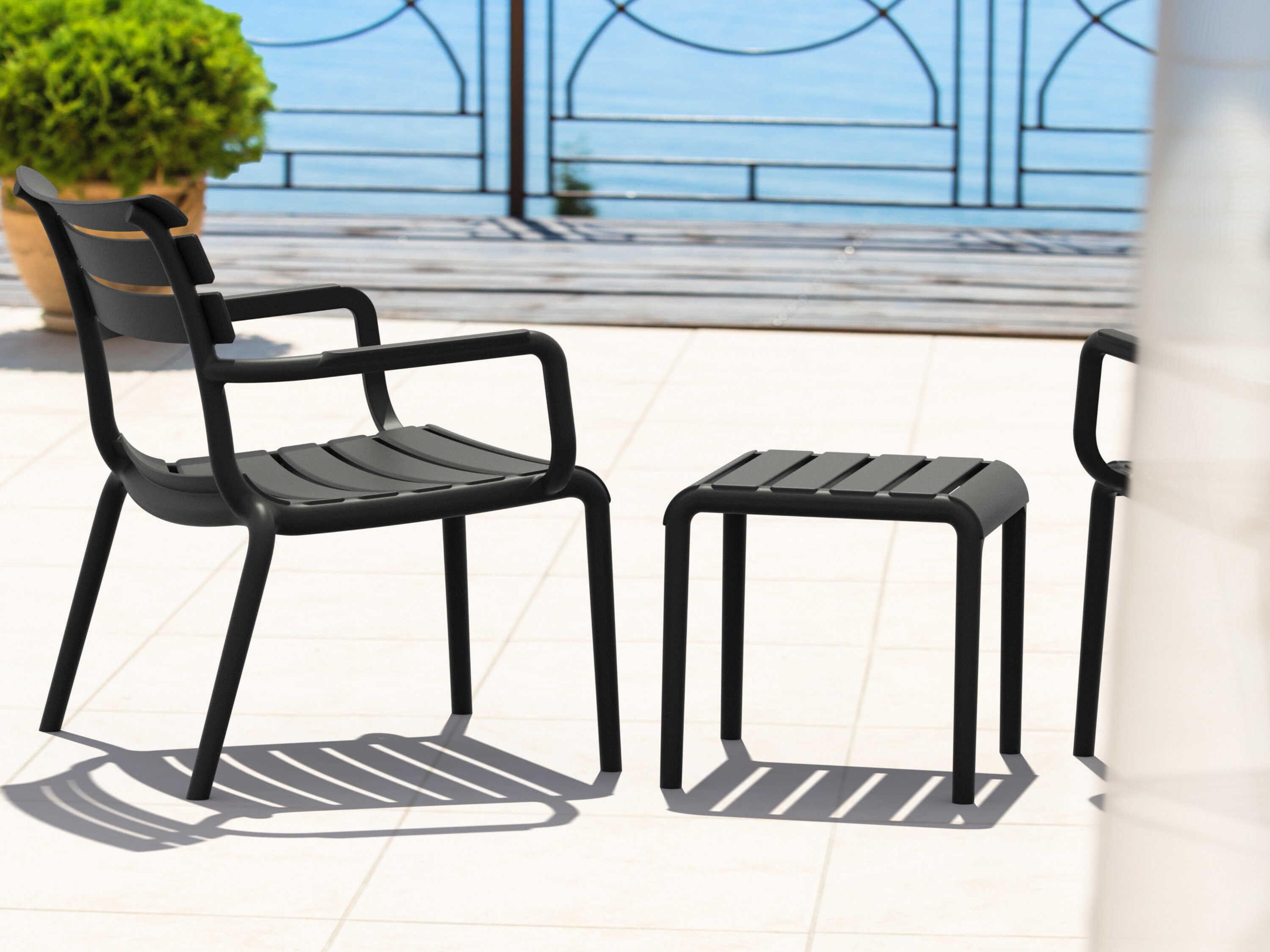 Compamia Paris Black Polypropylene Square End Table