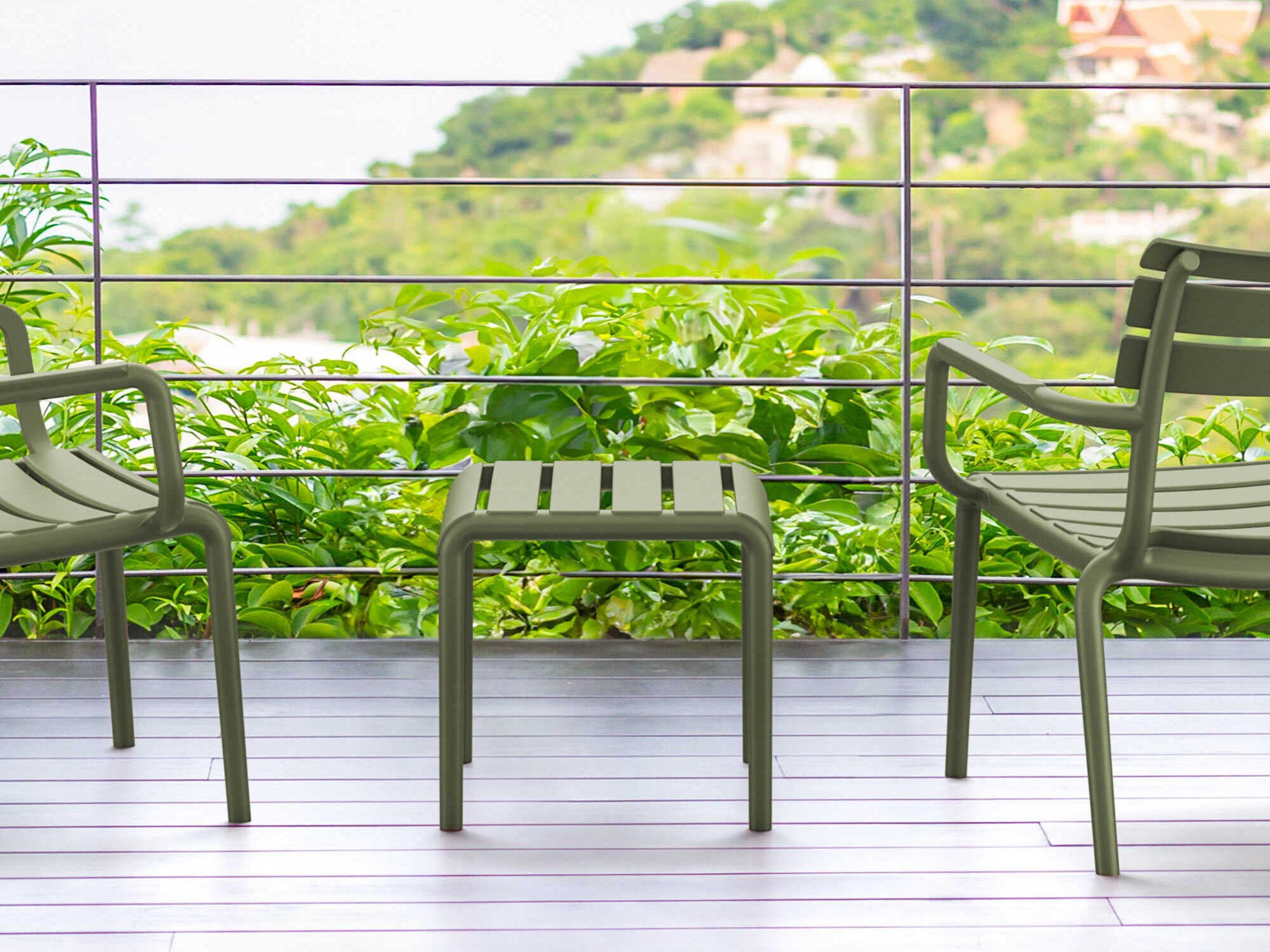 Compamia Paris Olive Green Polypropylene Square End Table