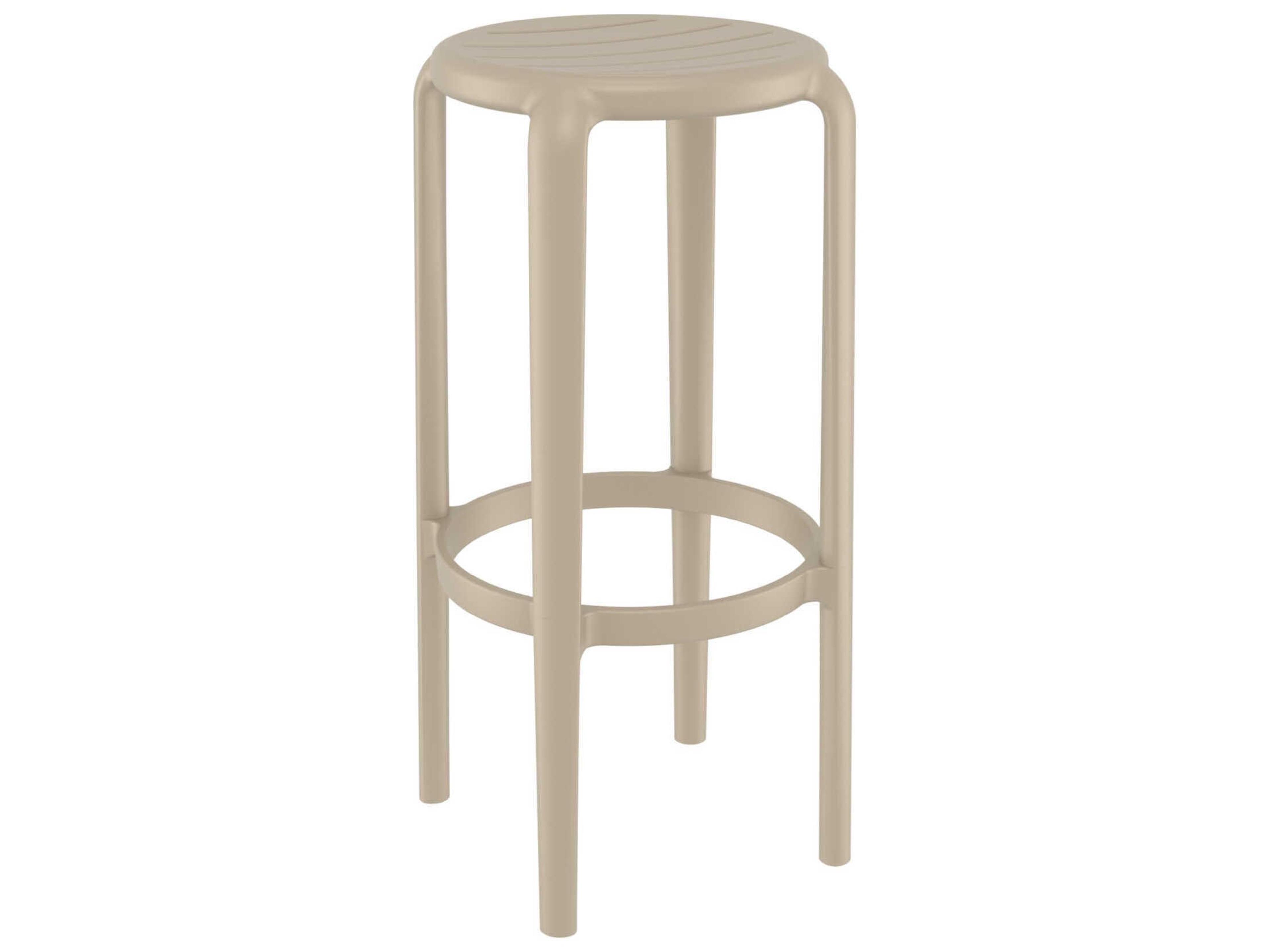 Tom Taupe Polypropylene Bar Stool