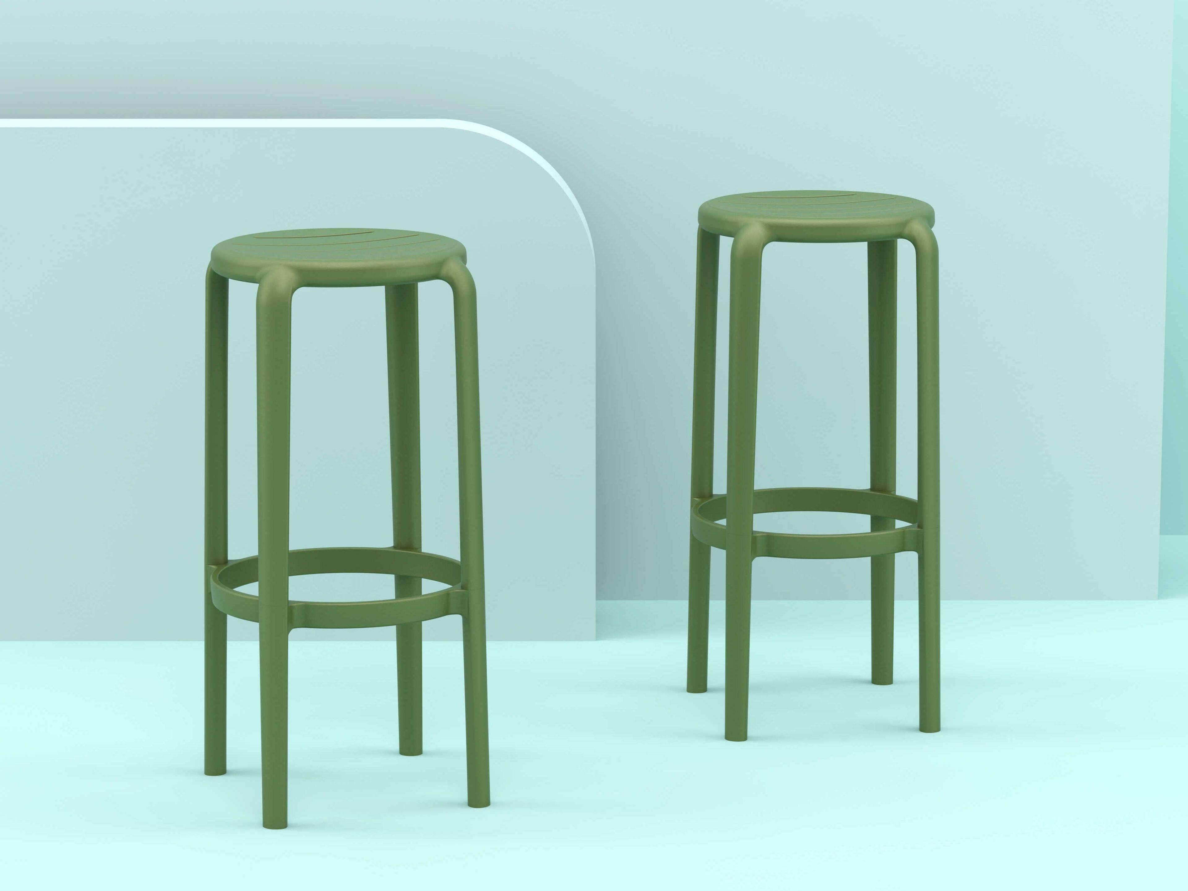 Compamia Tom Olive Green Polypropylene Bar Stool
