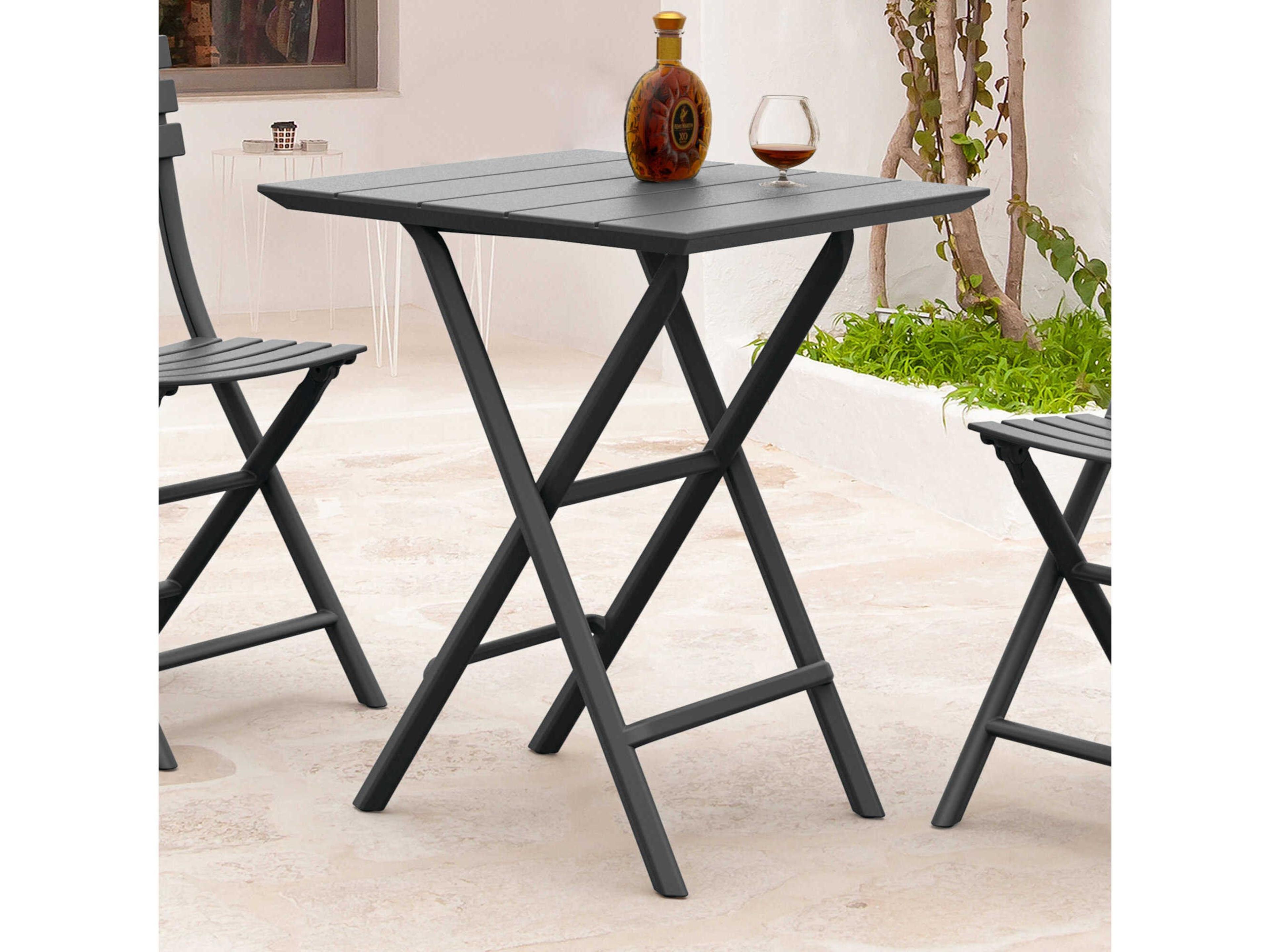 Compamia Helen Dark Gray Polypropylene Square Bistro Table