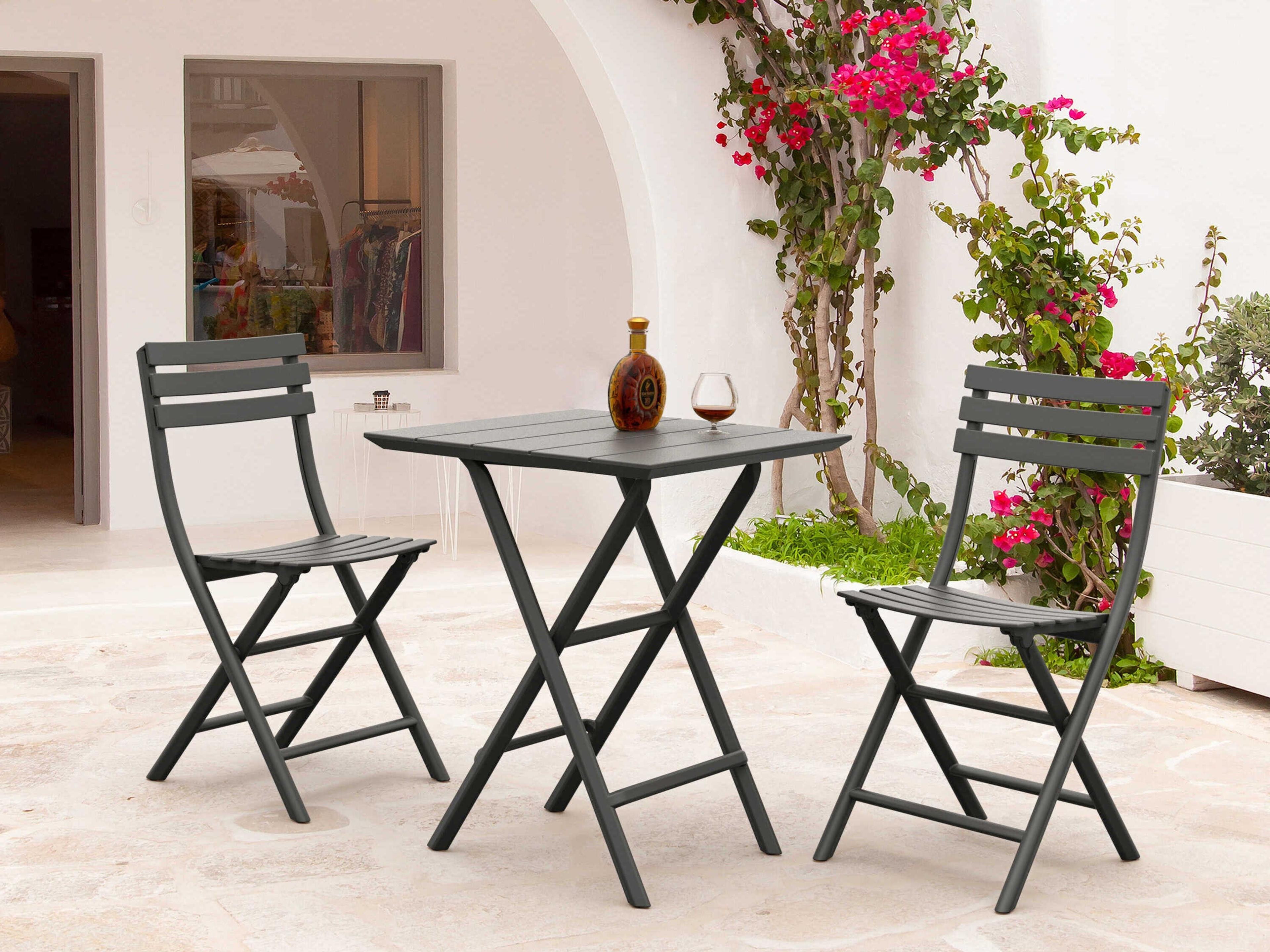 Compamia Helen Dark Gray Polypropylene Square Bistro Table