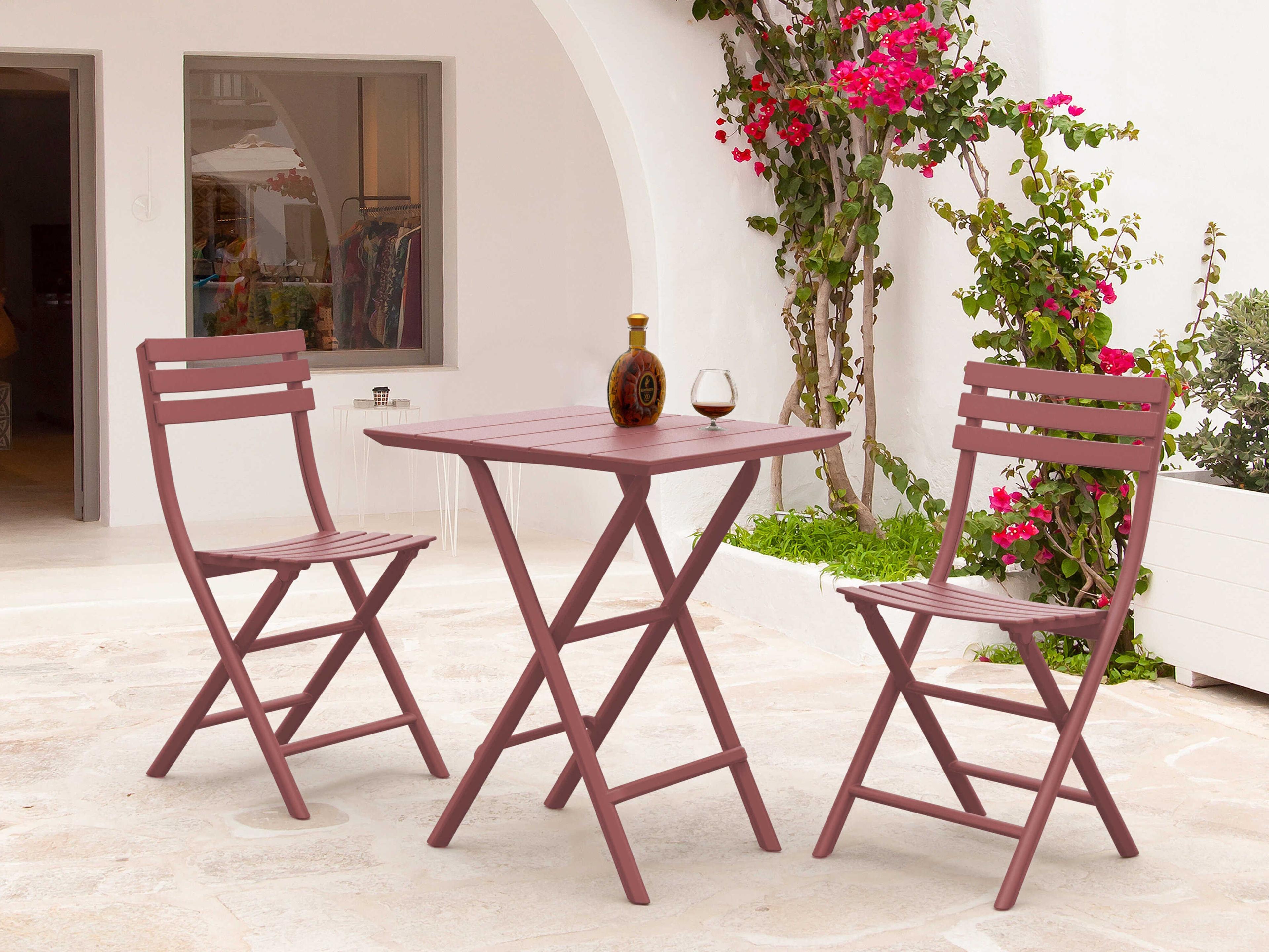 Compamia Helen Marsala Polypropylene Square Bistro Table