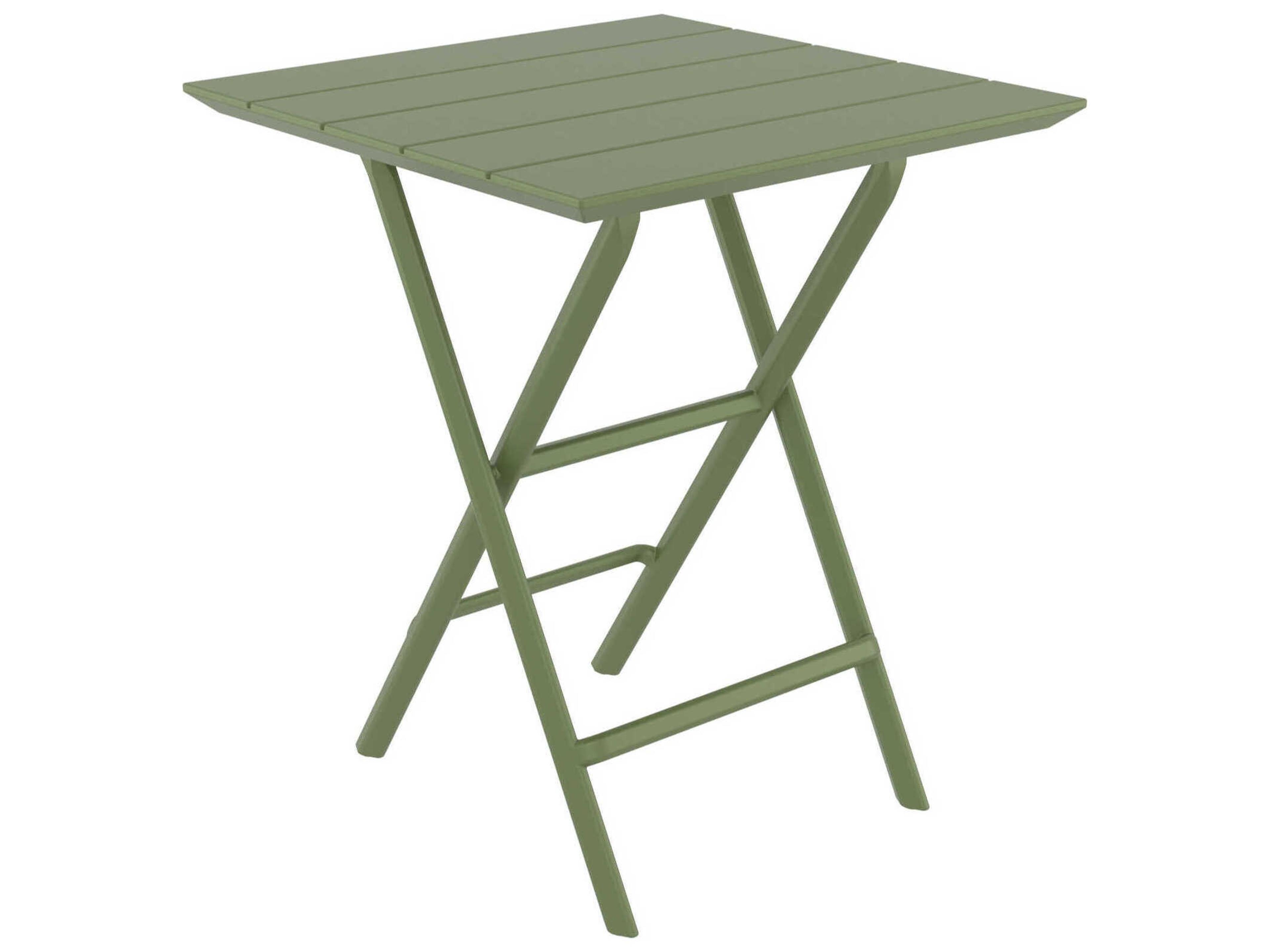 Helen Olive Green Polypropylene Square Bistro Table