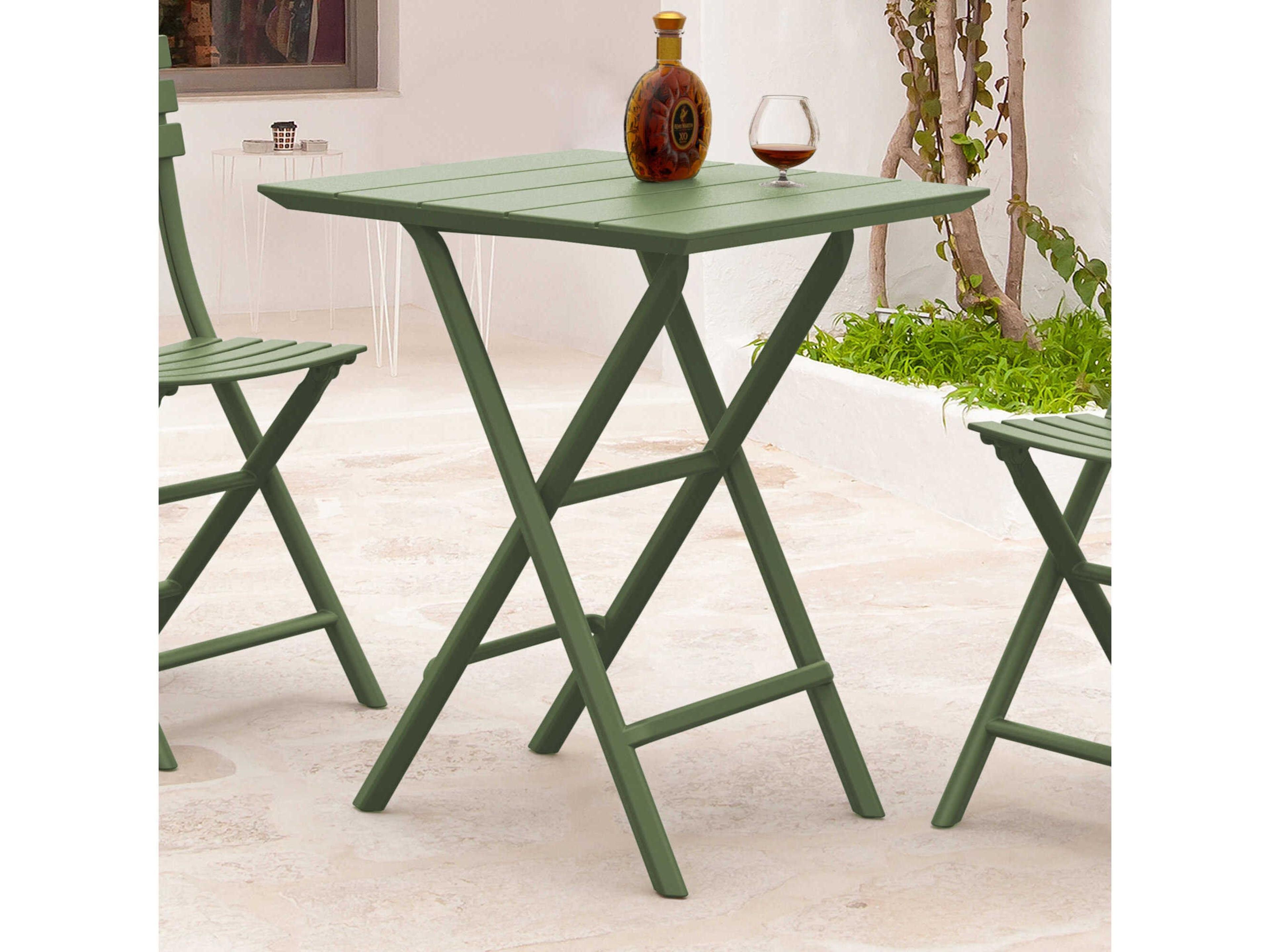 Compamia Helen Olive Green Polypropylene Square Bistro Table