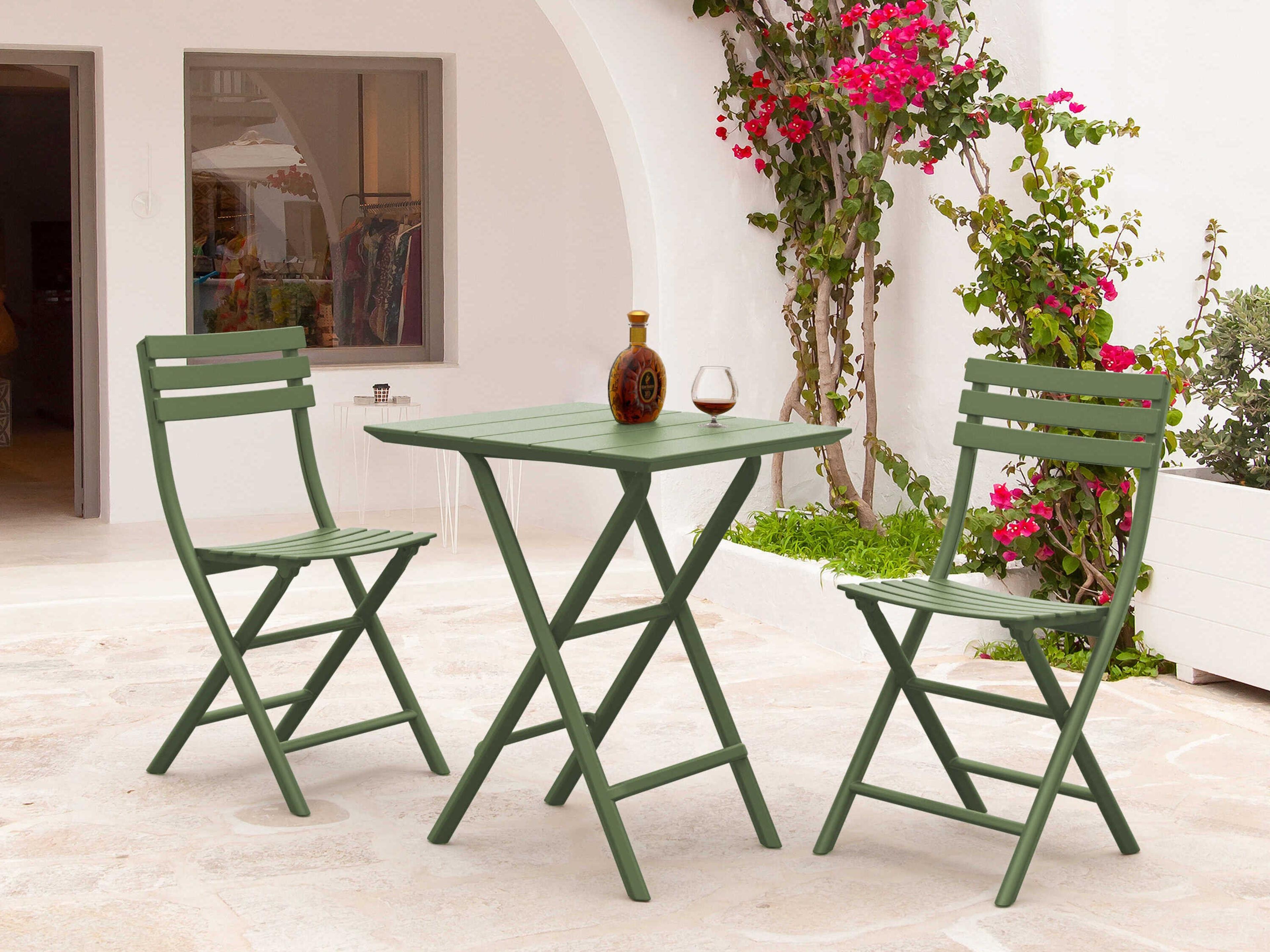 Compamia Helen Olive Green Polypropylene Square Bistro Table