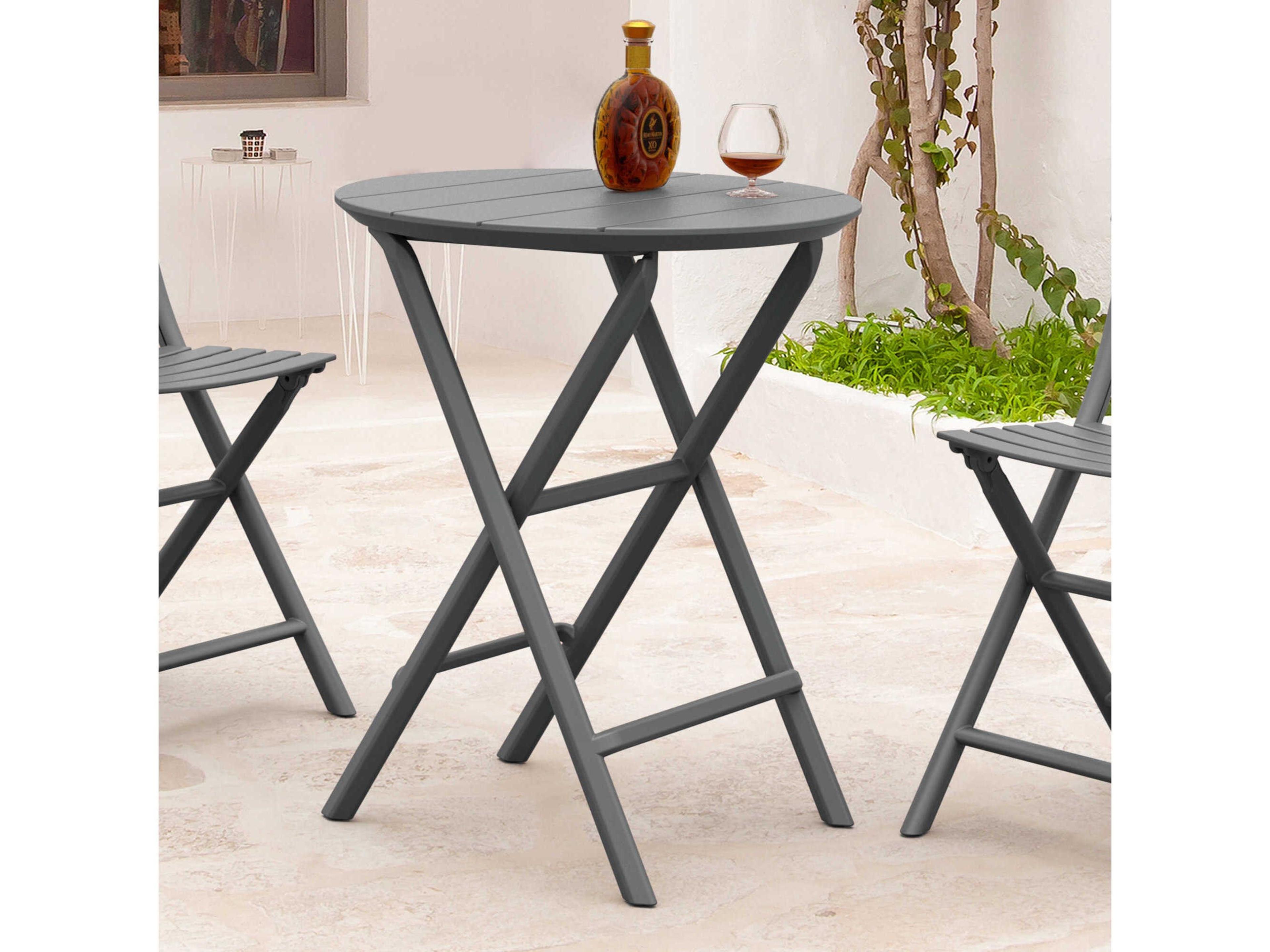 Compamia Helen Dark Gray Polypropylene Round Bistro Table