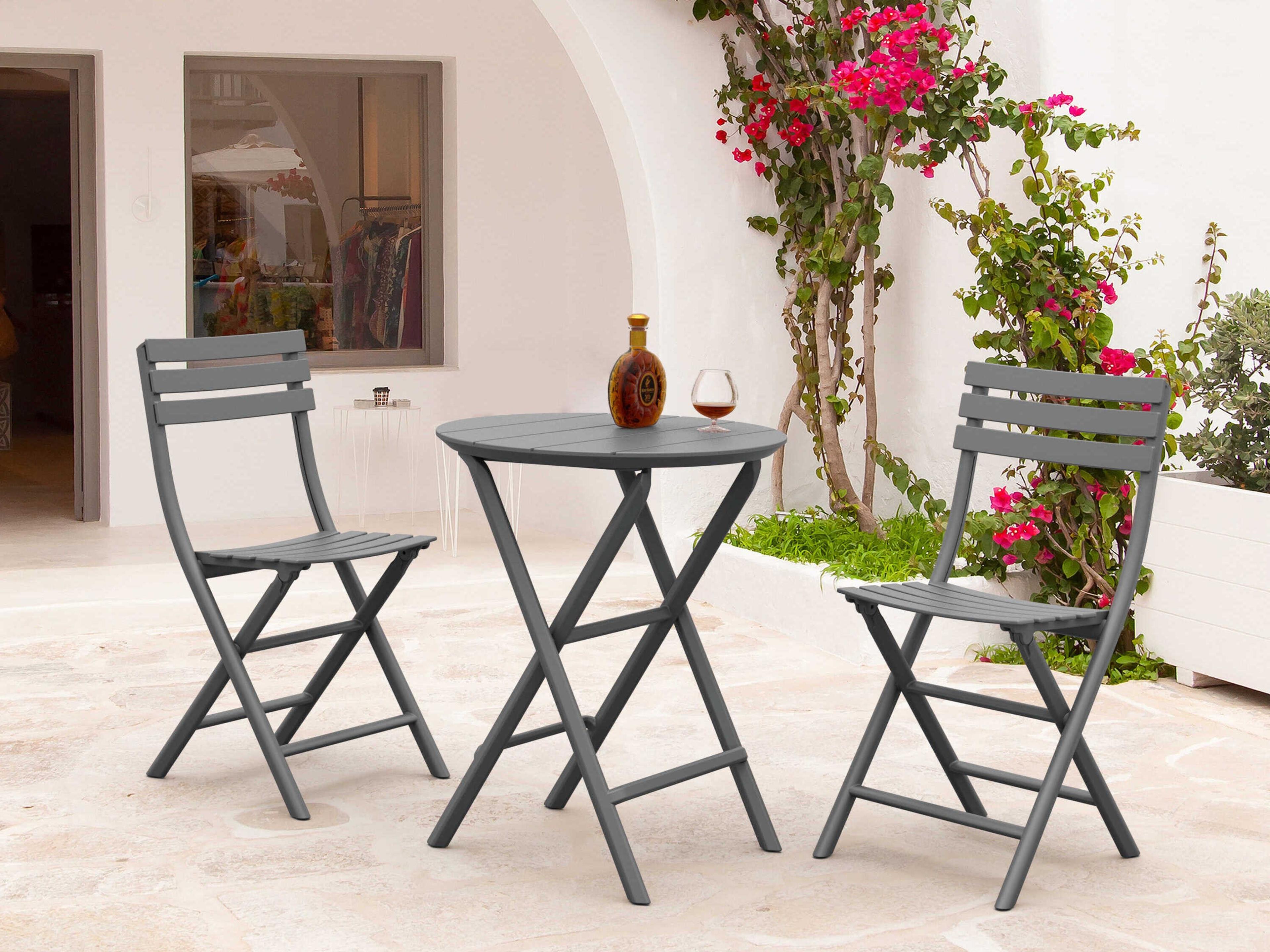 Compamia Helen Dark Gray Polypropylene Round Bistro Table