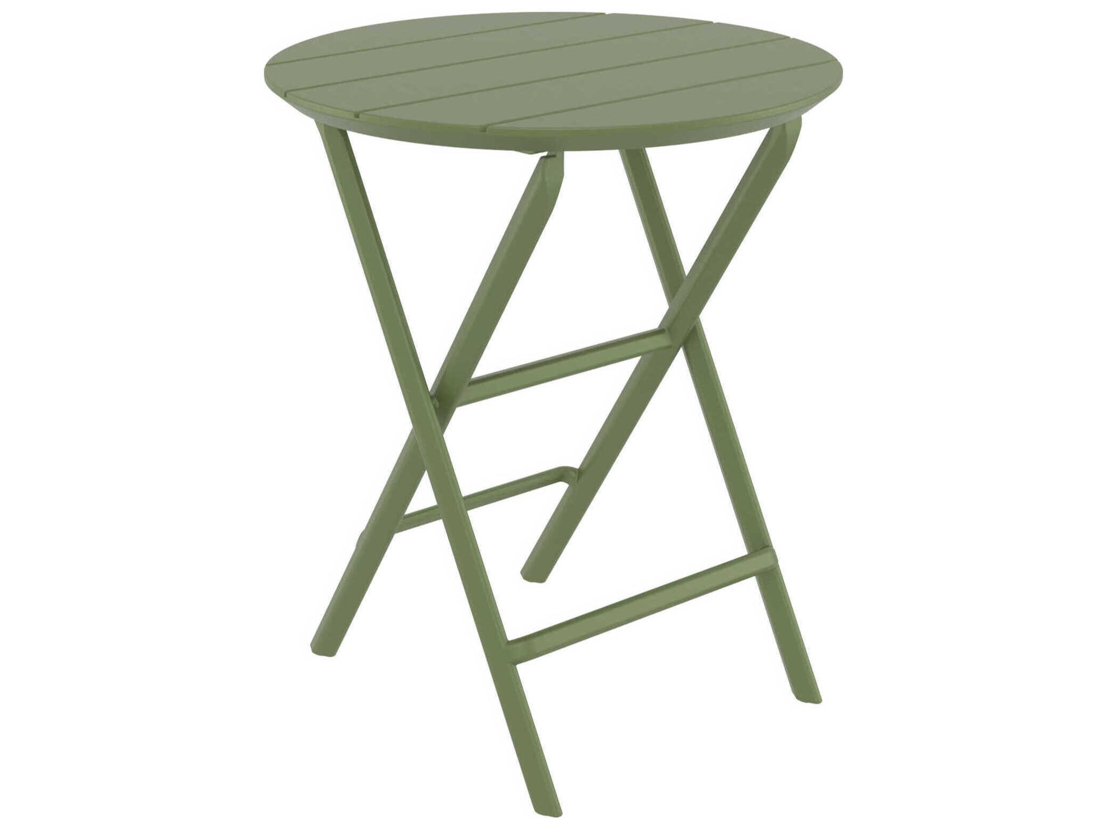 Helen Olive Green Polypropylene Round Bistro Table