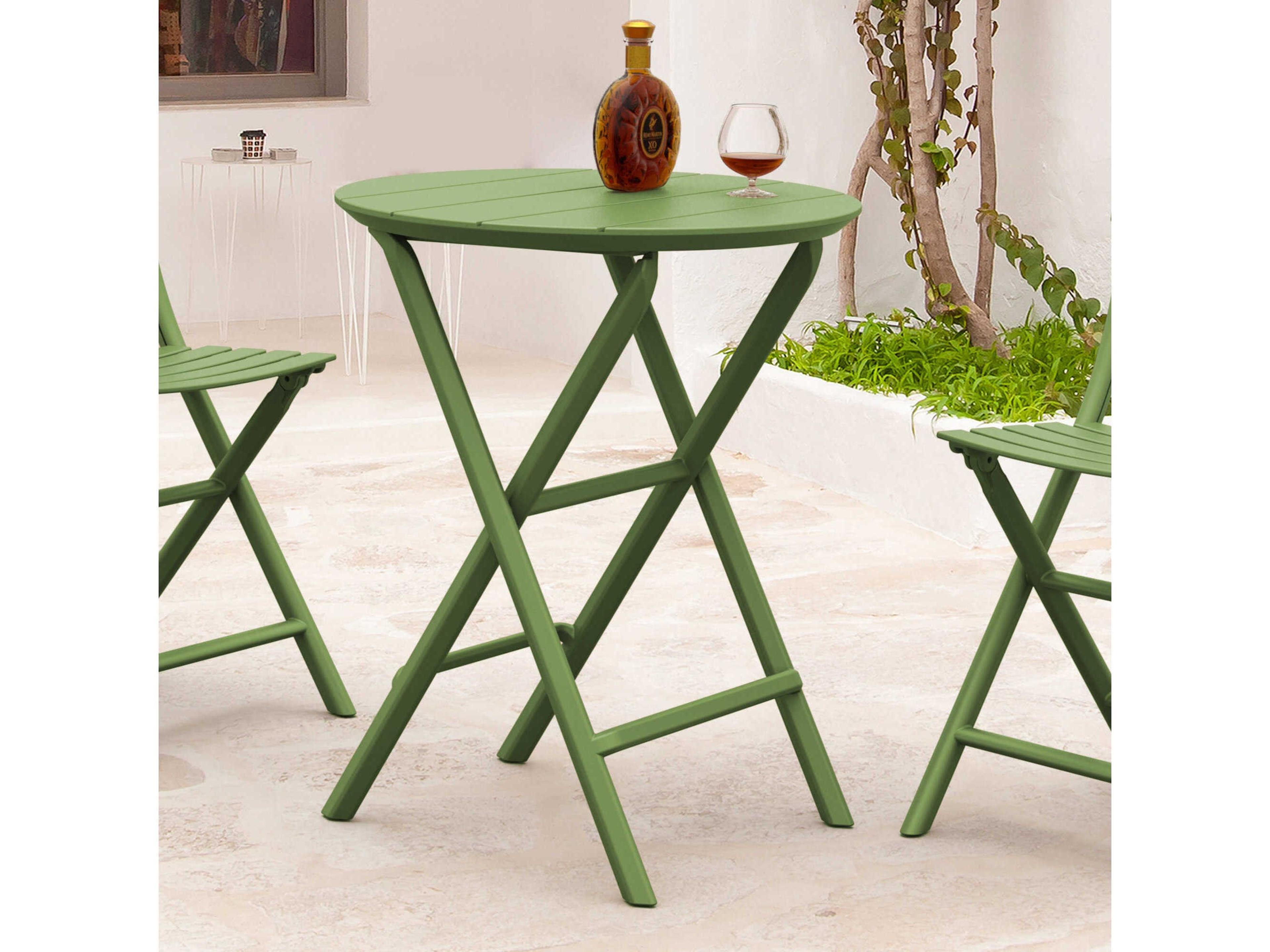 Compamia Helen Olive Green Polypropylene Round Bistro Table