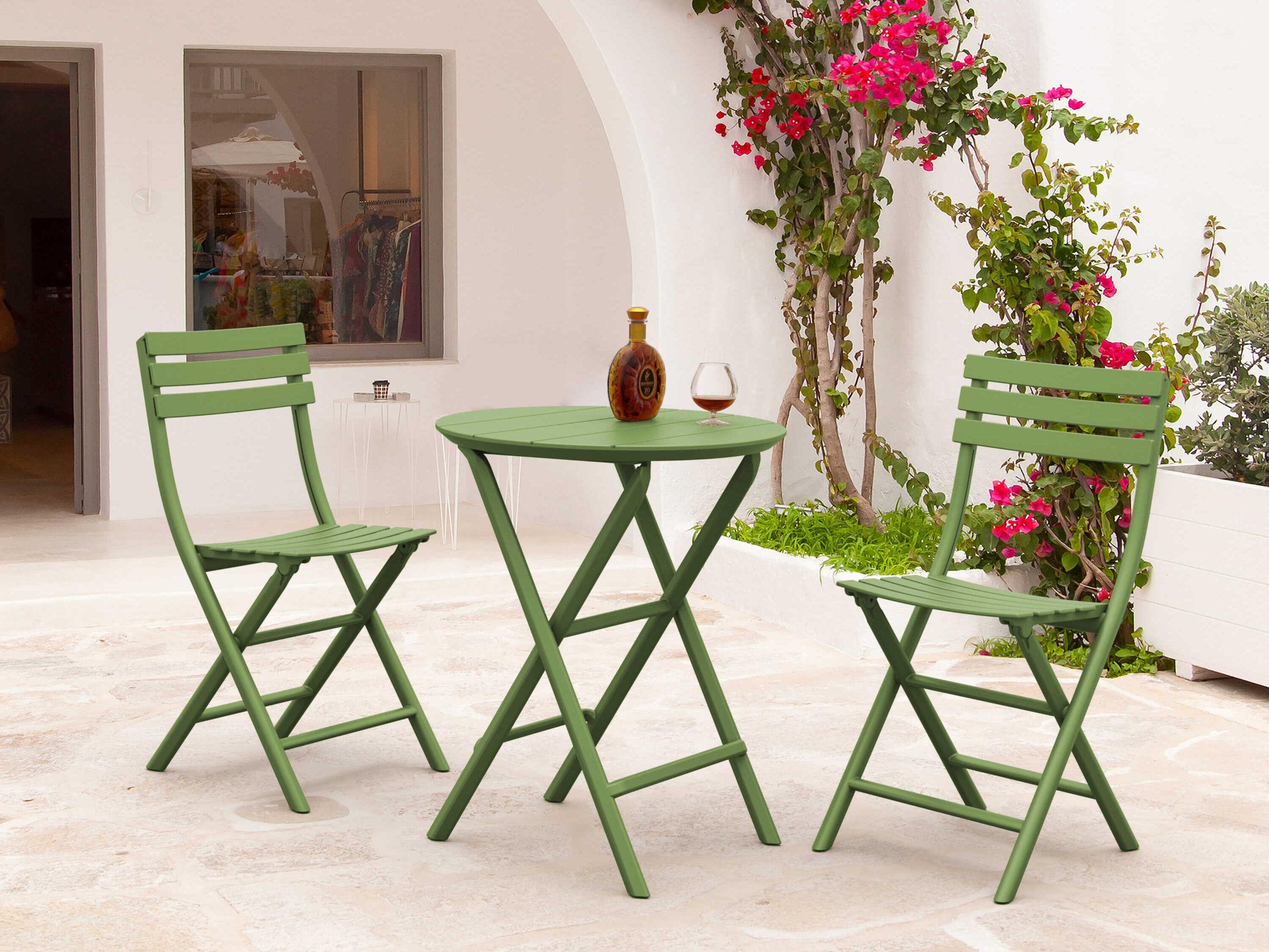 Compamia Helen Olive Green Polypropylene Round Bistro Table