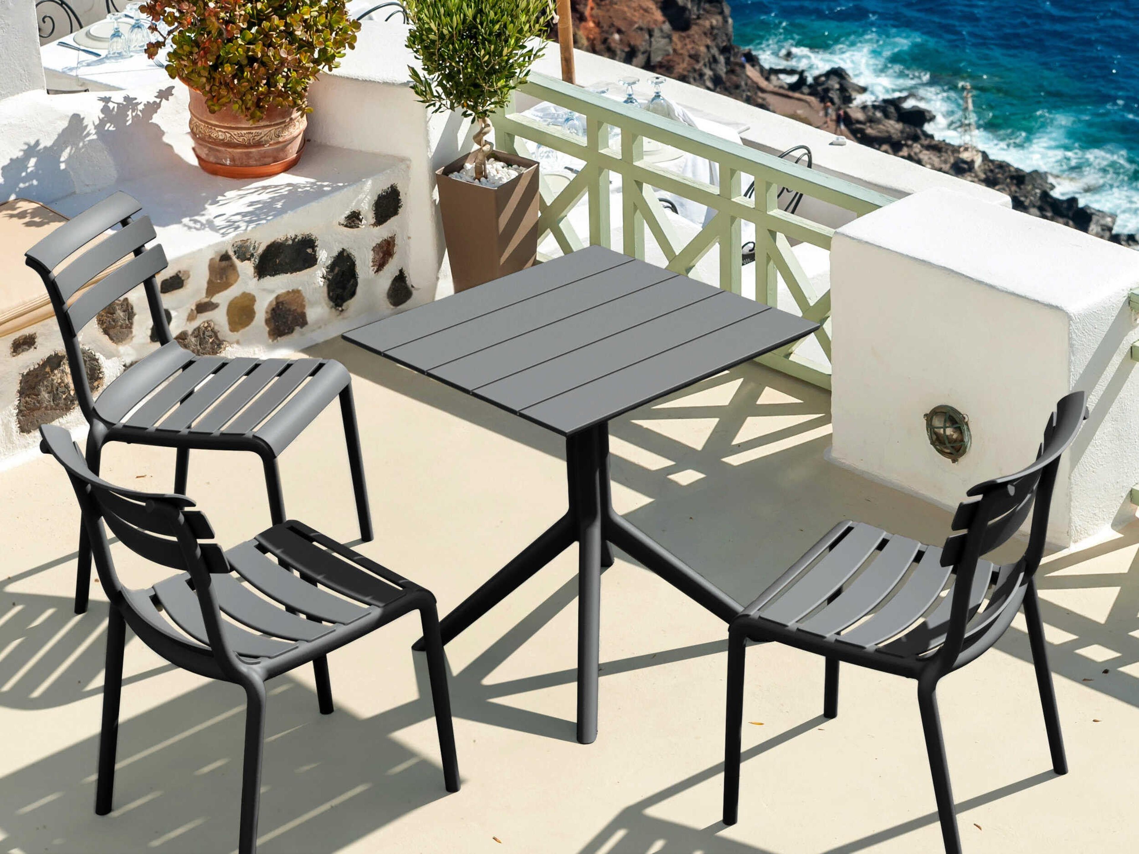 Compamia Paris Dark Gray Polypropylene Square Dining Table