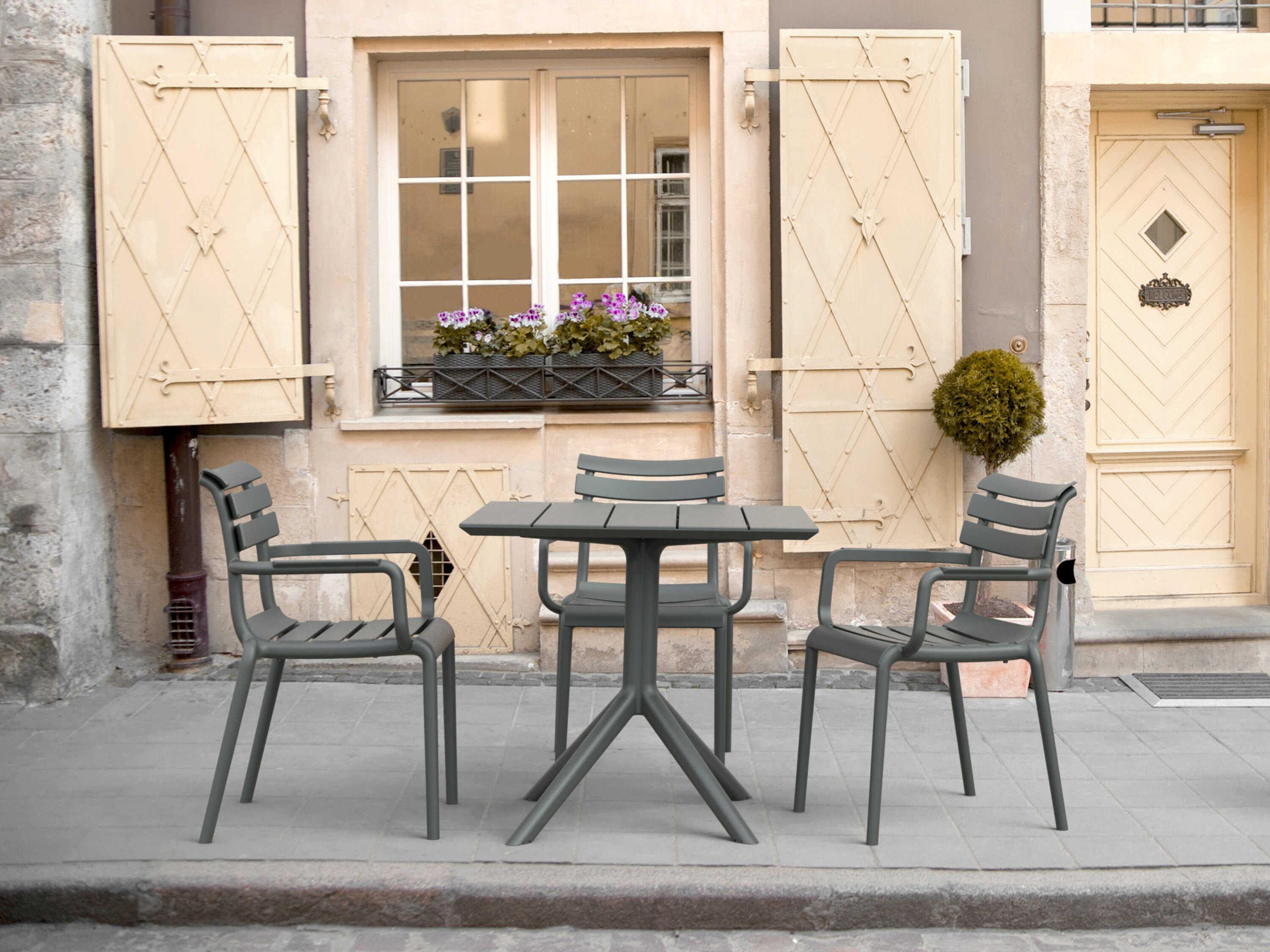 Compamia Paris Dark Gray Polypropylene Square Dining Table