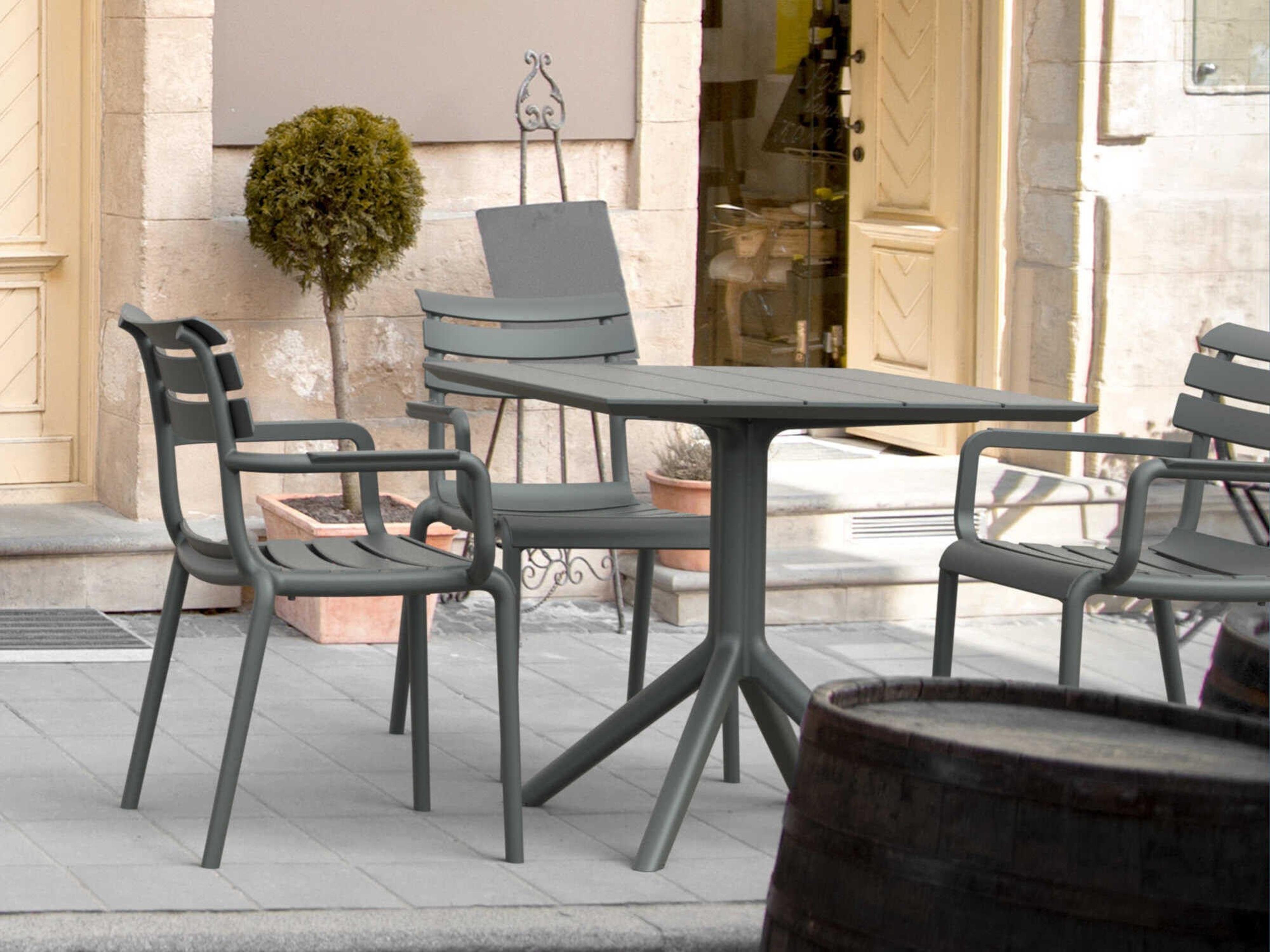 Compamia Paris Dark Gray Polypropylene Square Dining Table
