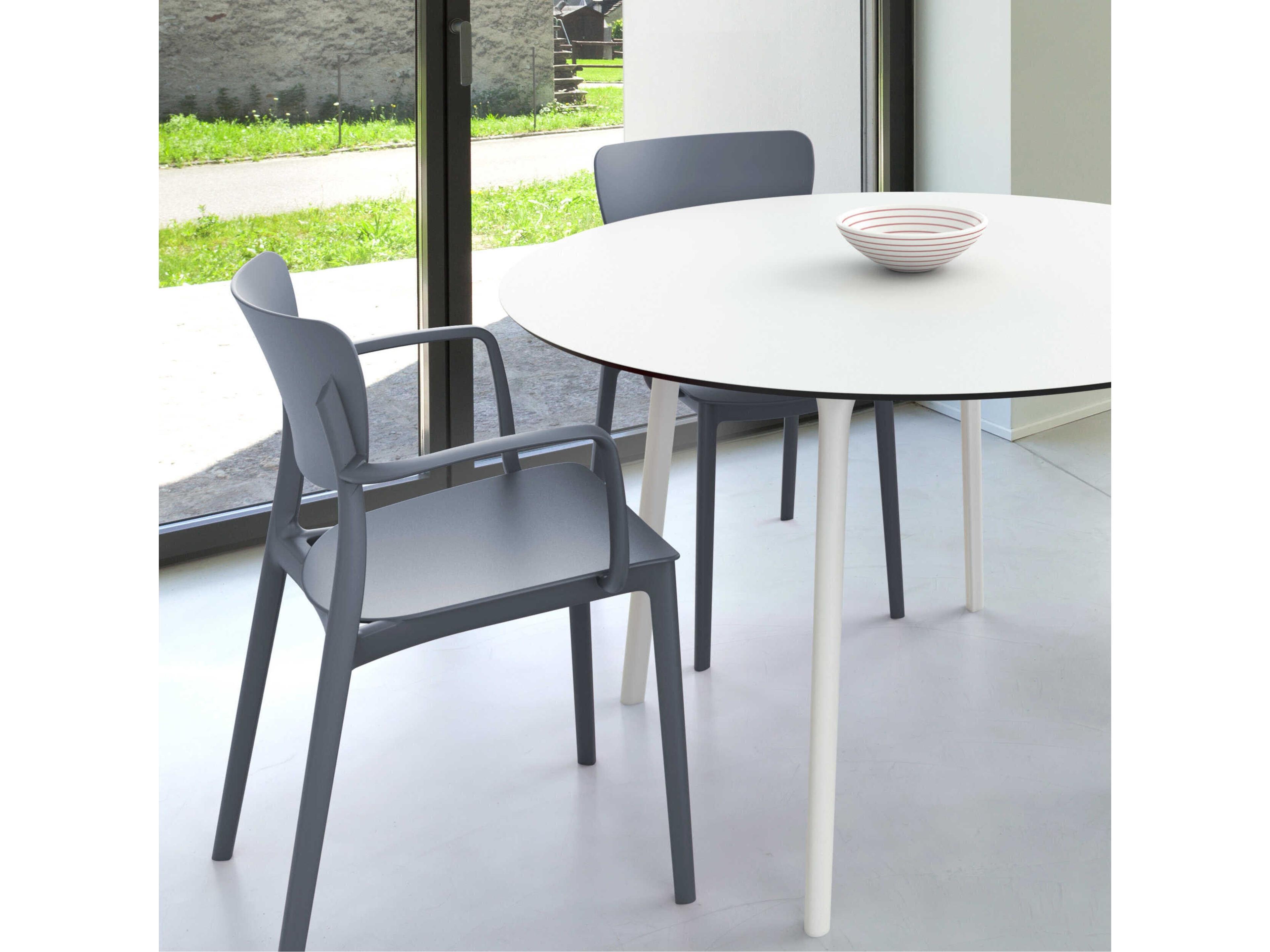Compamia Lisa White Dark Gray Resin Dining Set